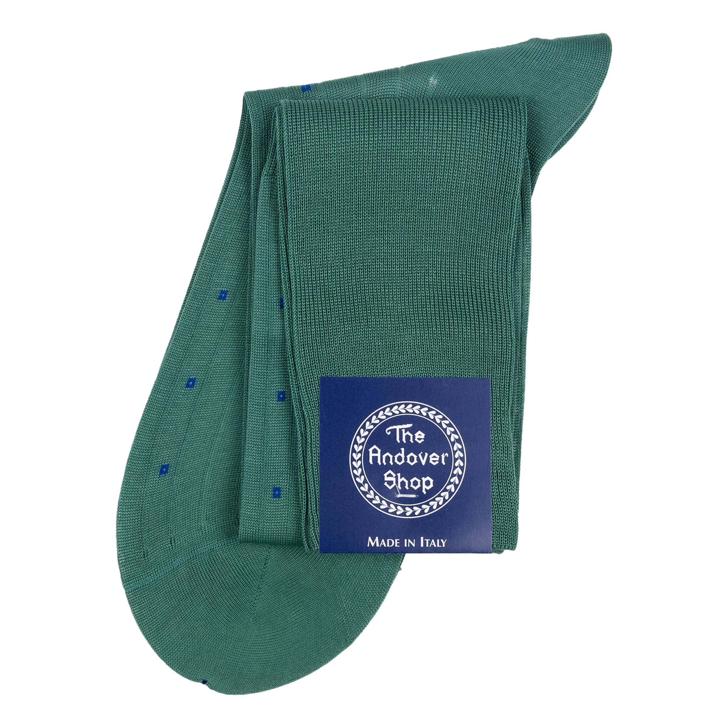 Over-the-Calf Cotton Small Square Pattern Dress Sock - Image 3