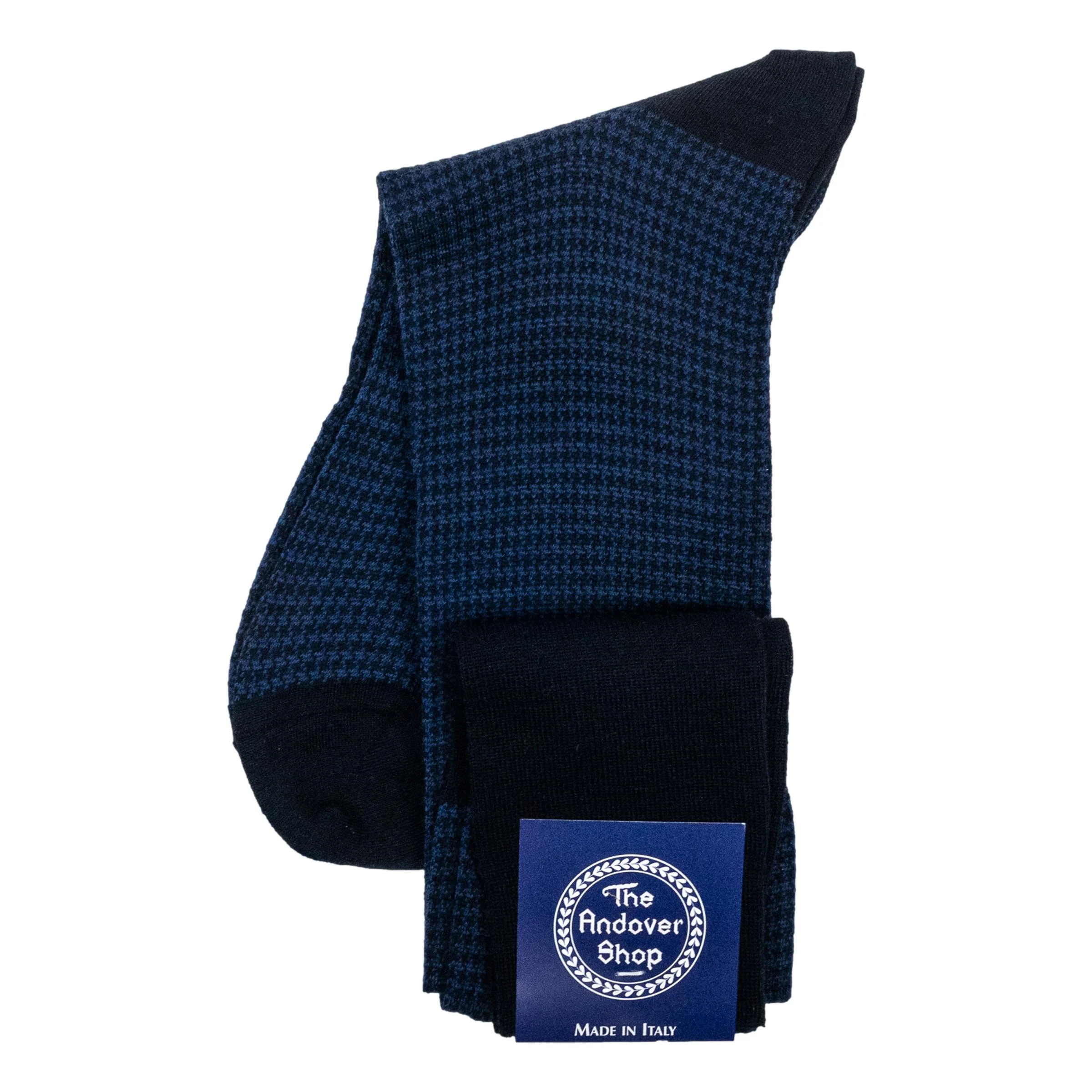 Over the Calf Houndstooth Wool Dress Socks - Image 2