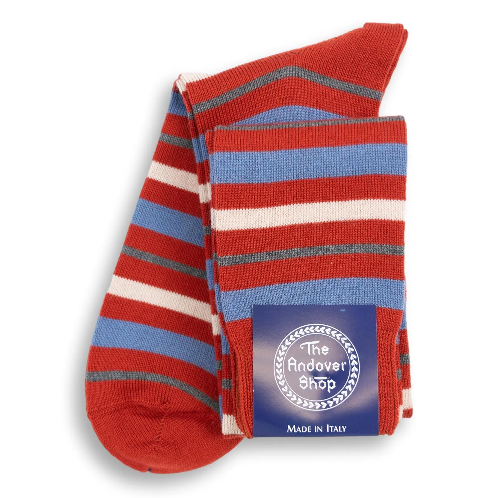 Over the Calf Multi Stripe Wool Dress Socks - Image 4
