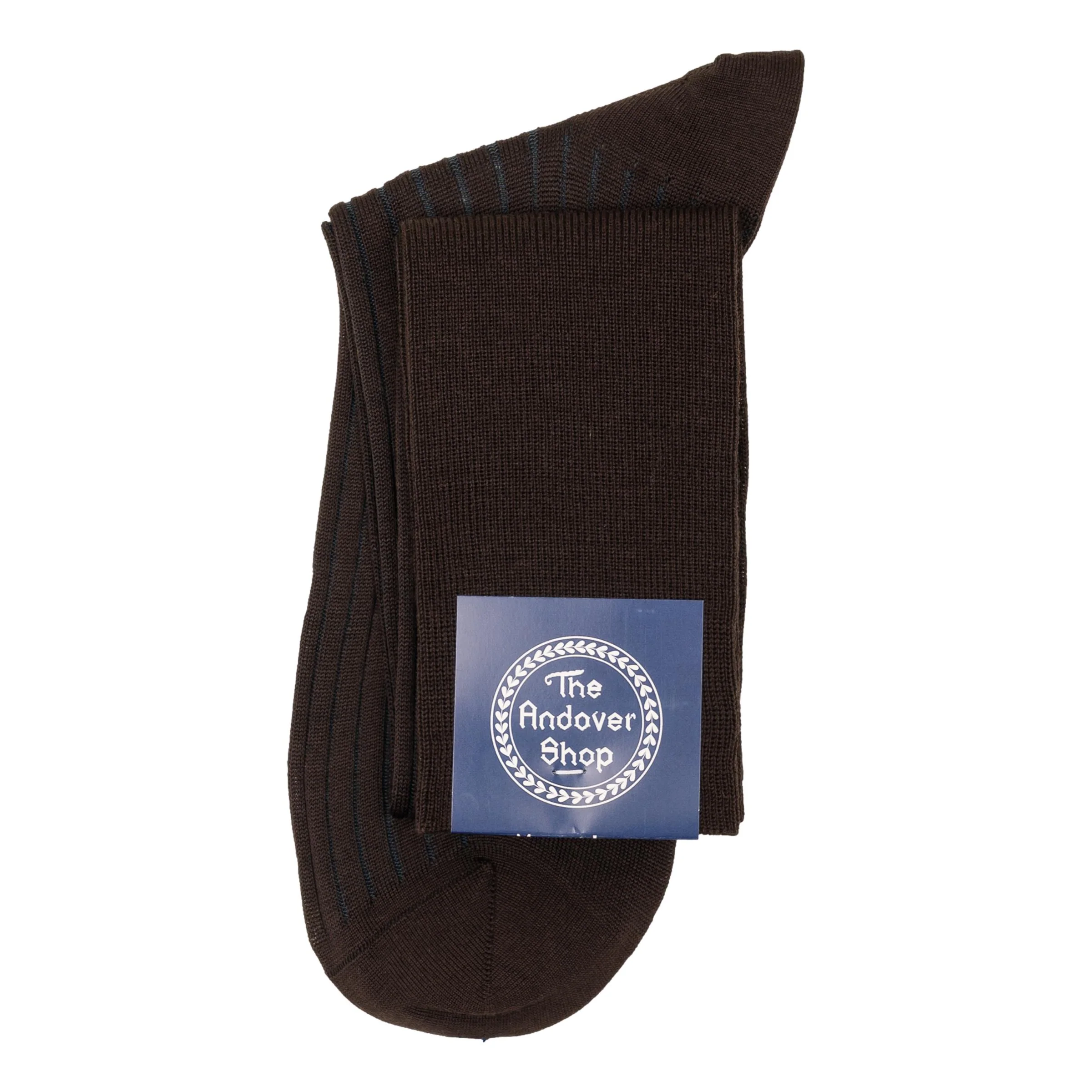 Over-the-Calf Ribbed Shadow Striped Wool Dress Socks - Image 2