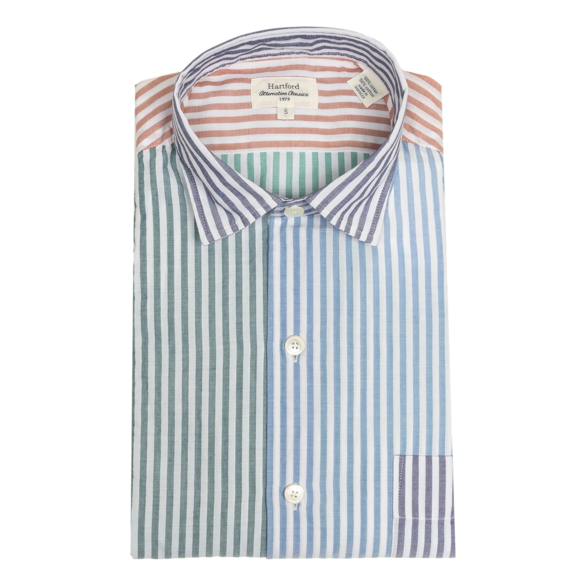 Patch Cotton Spread Collar Sport Shirt