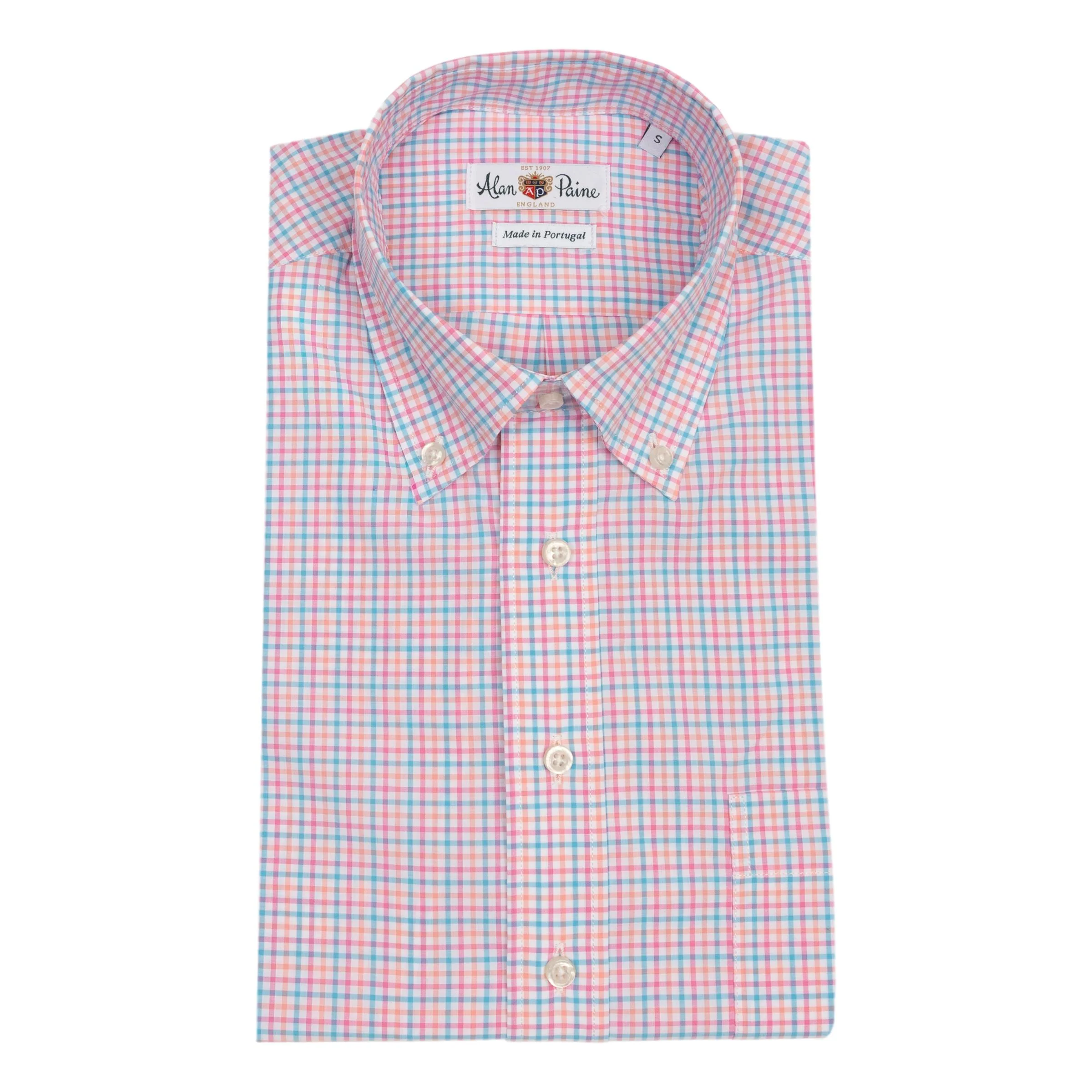 Peach, Light Blue, and Pink Button Down Sport Shirt