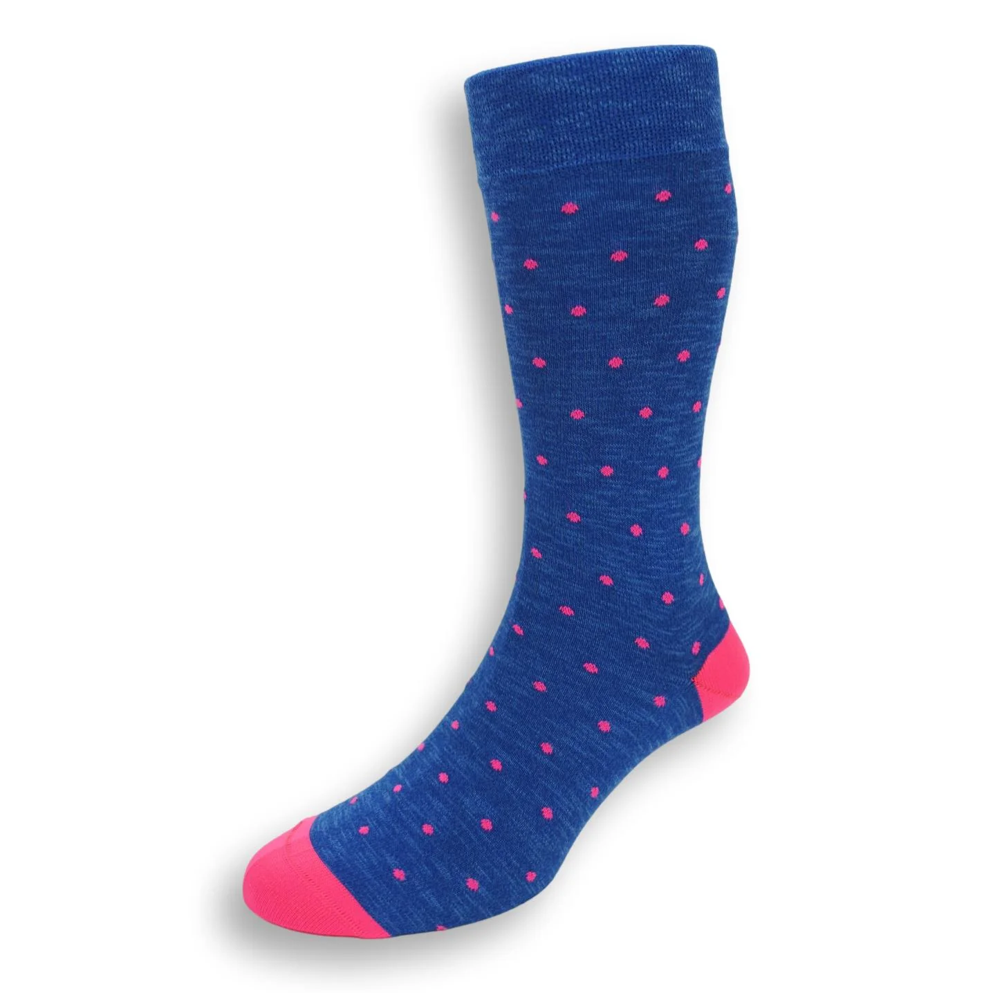 Pima Cotton Fluo Polka Dots Mid-Calf Dress Socks - Image 3