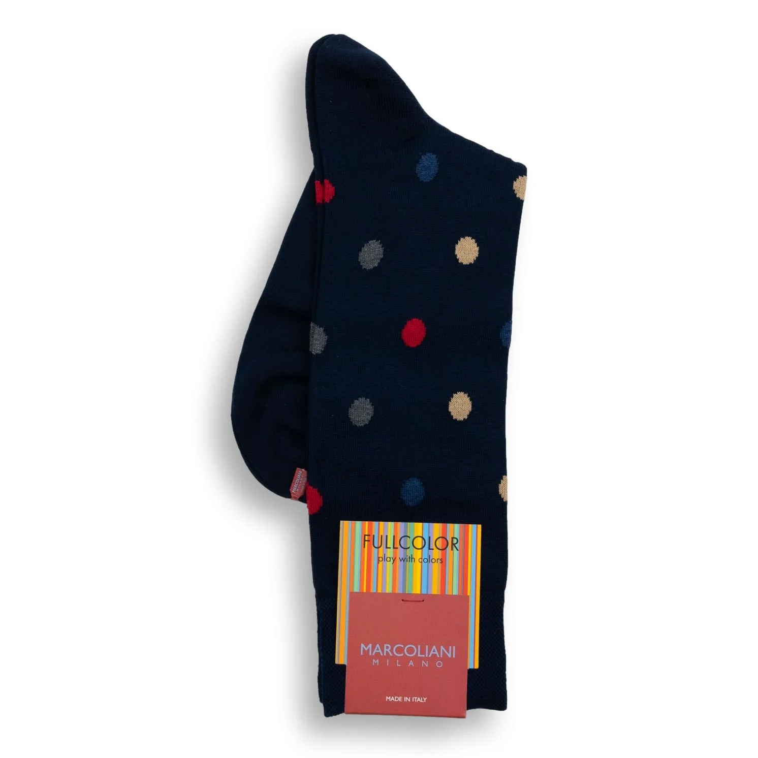 Pima Cotton Multicolor Dot Mid-Calf Dress Socks - Image 4