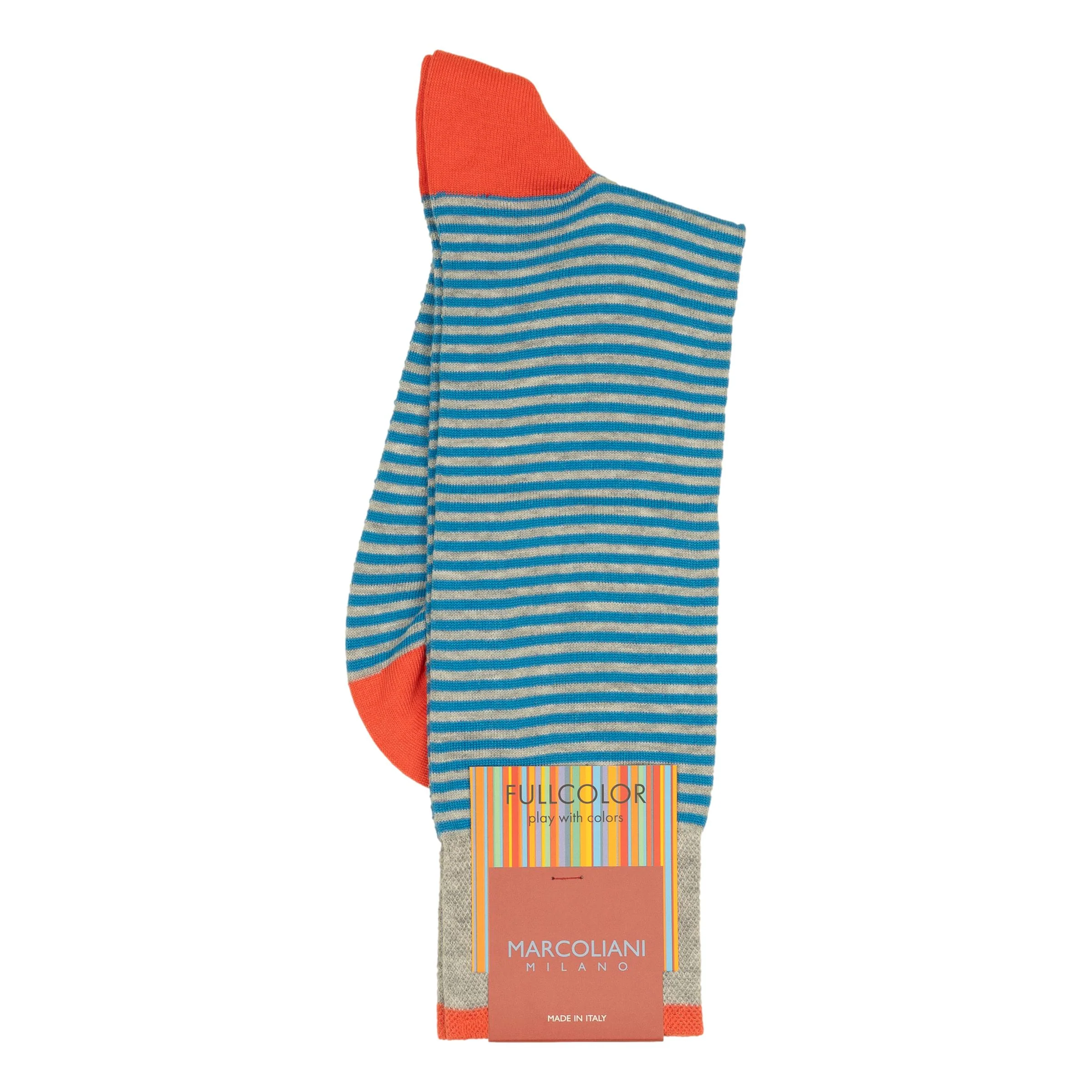 Pima Cotton Palio Stripe Mid-Calf Dress Socks