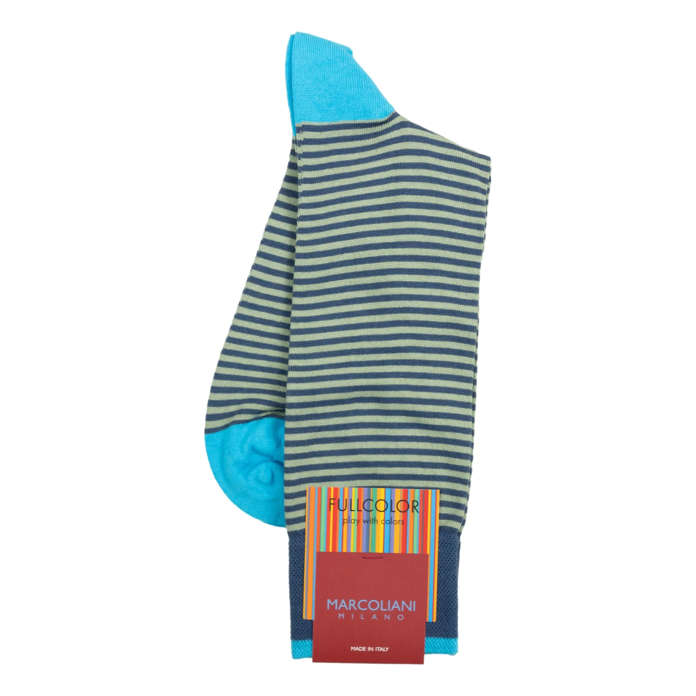 Pima Cotton Palio Stripe Mid-Calf Dress Socks - Image 7