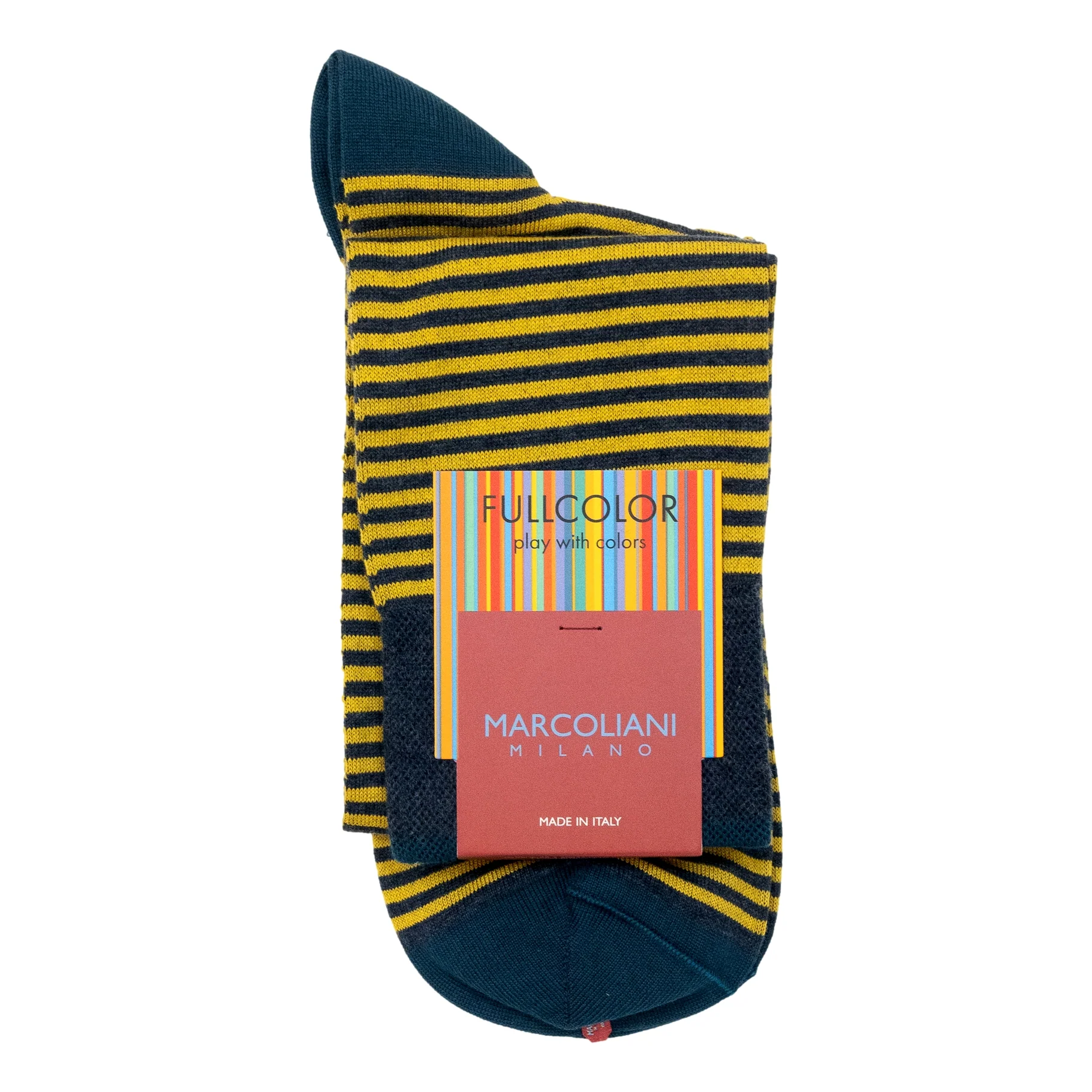 Pima Cotton Palio Stripe Over the Calf Dress Socks - Image 6