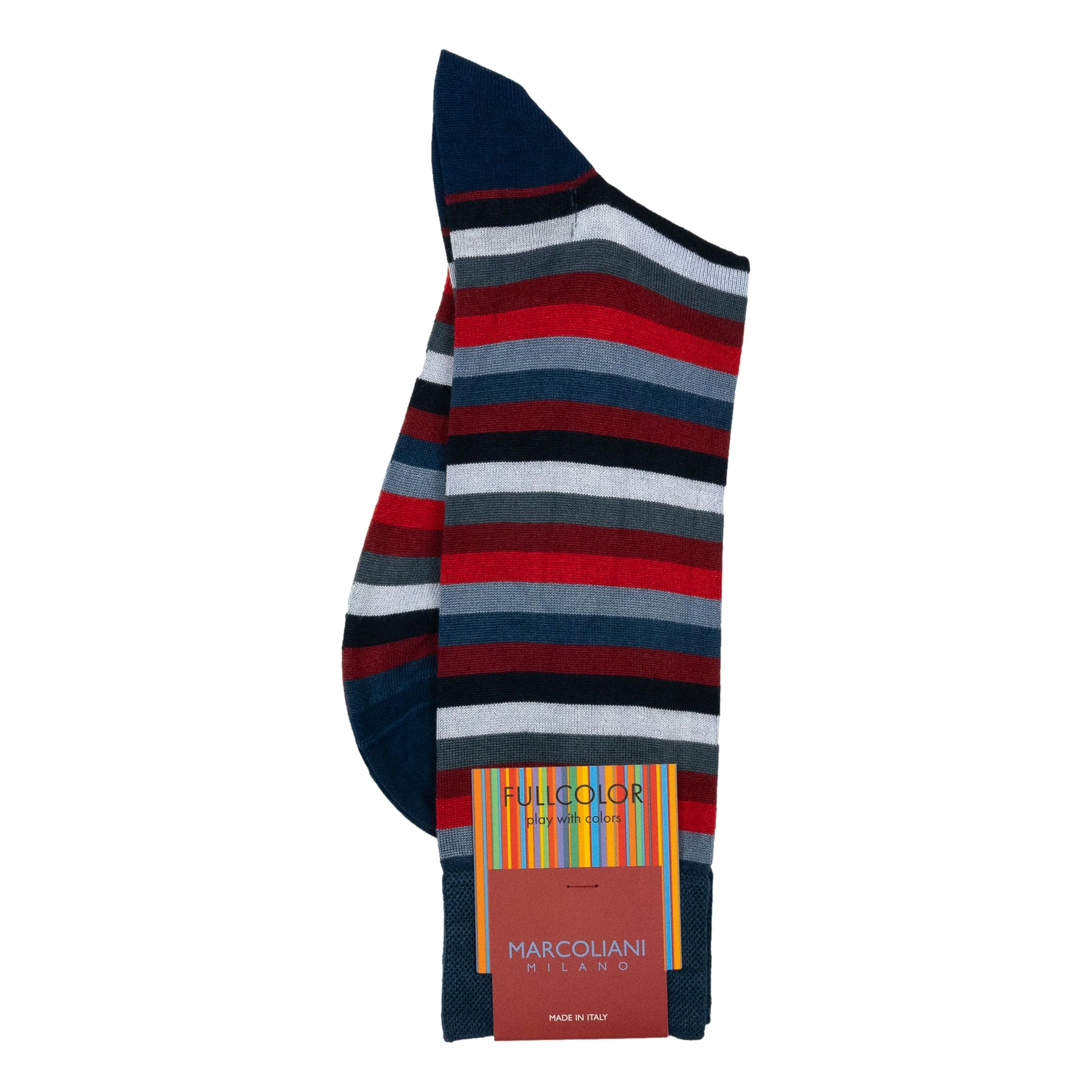 Pima Cotton Rainbow Stripe Mid-Calf Dress Socks - Image 2