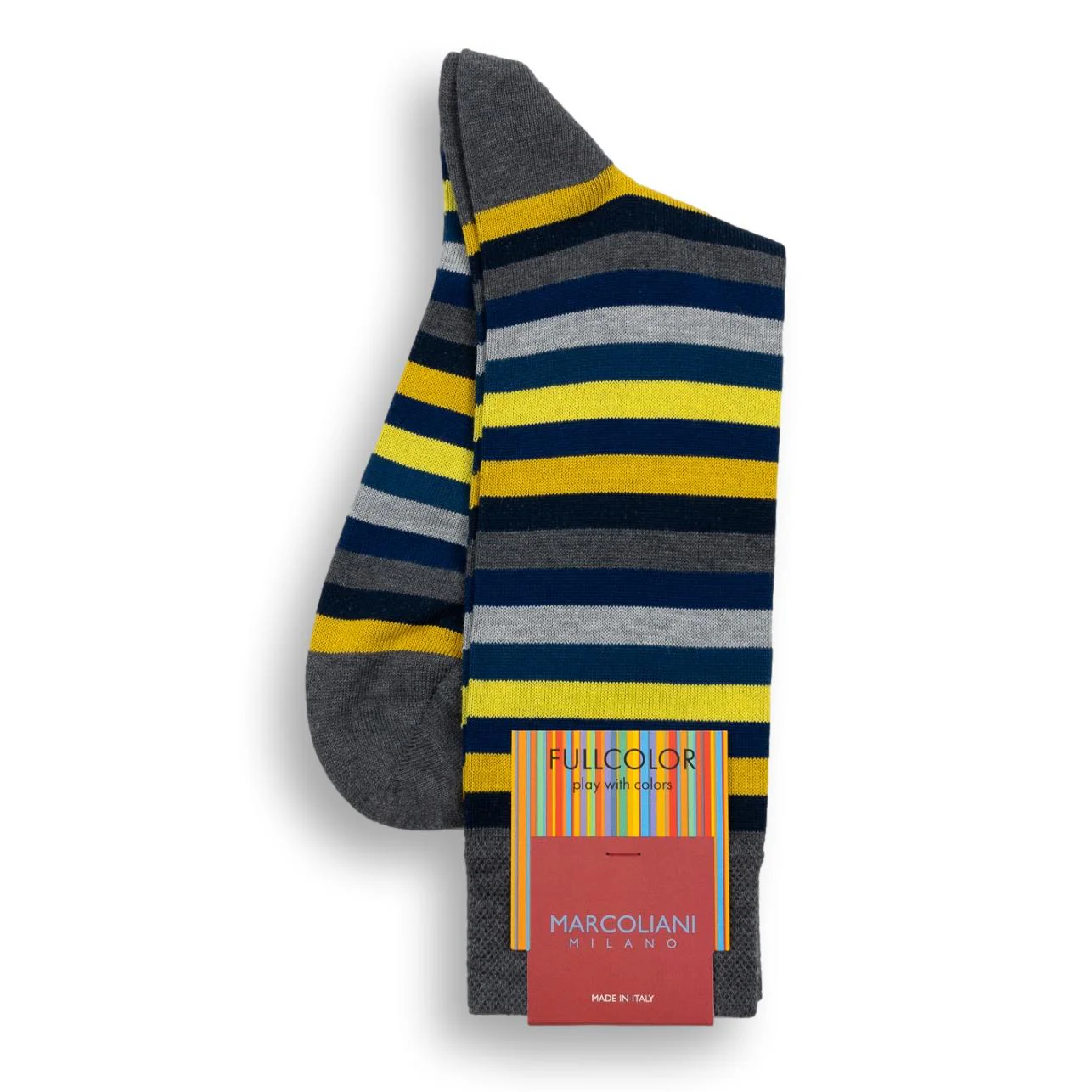 Pima Cotton Rainbow Stripe Mid-Calf Dress Socks - Image 4