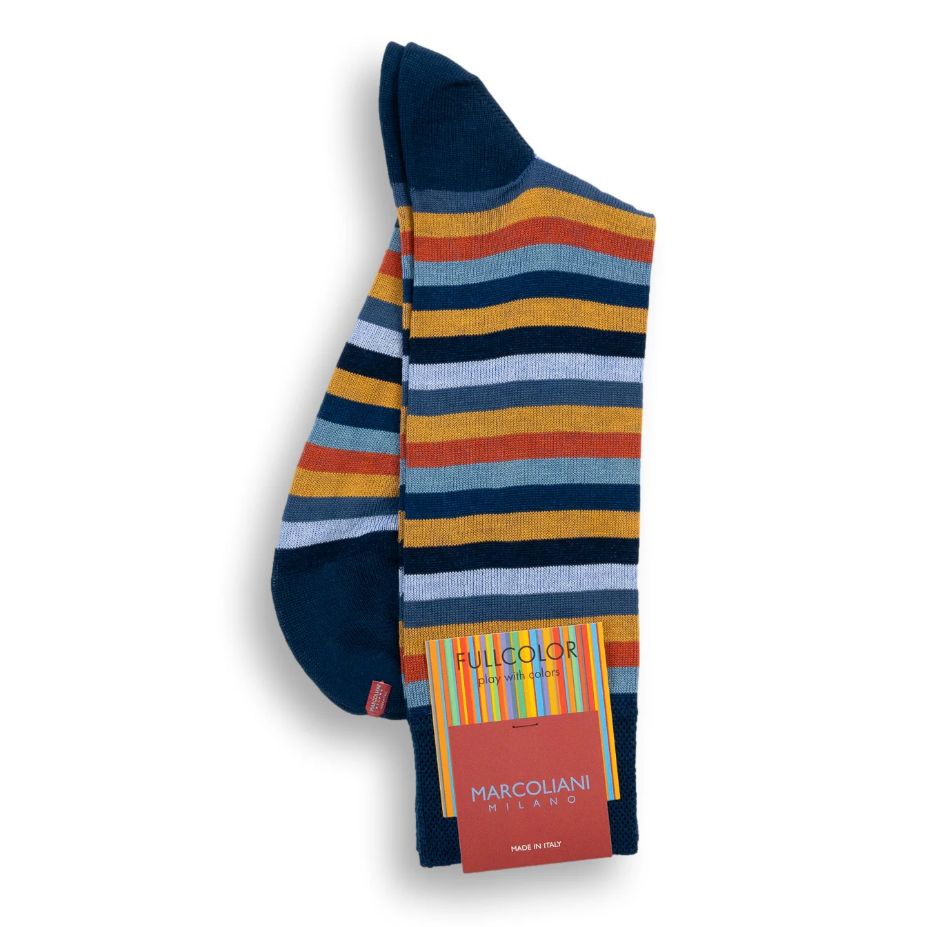 Pima Cotton Rainbow Stripe Mid-Calf Dress Socks - Image 5
