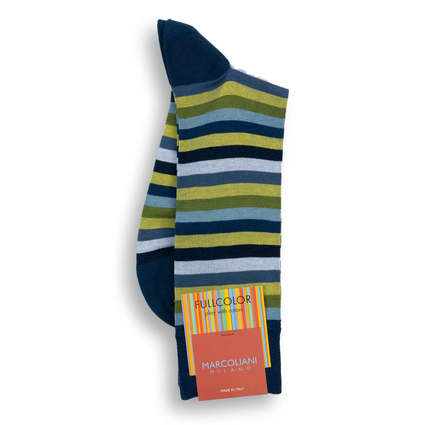 Pima Cotton Rainbow Stripe Mid-Calf Dress Socks - Image 7