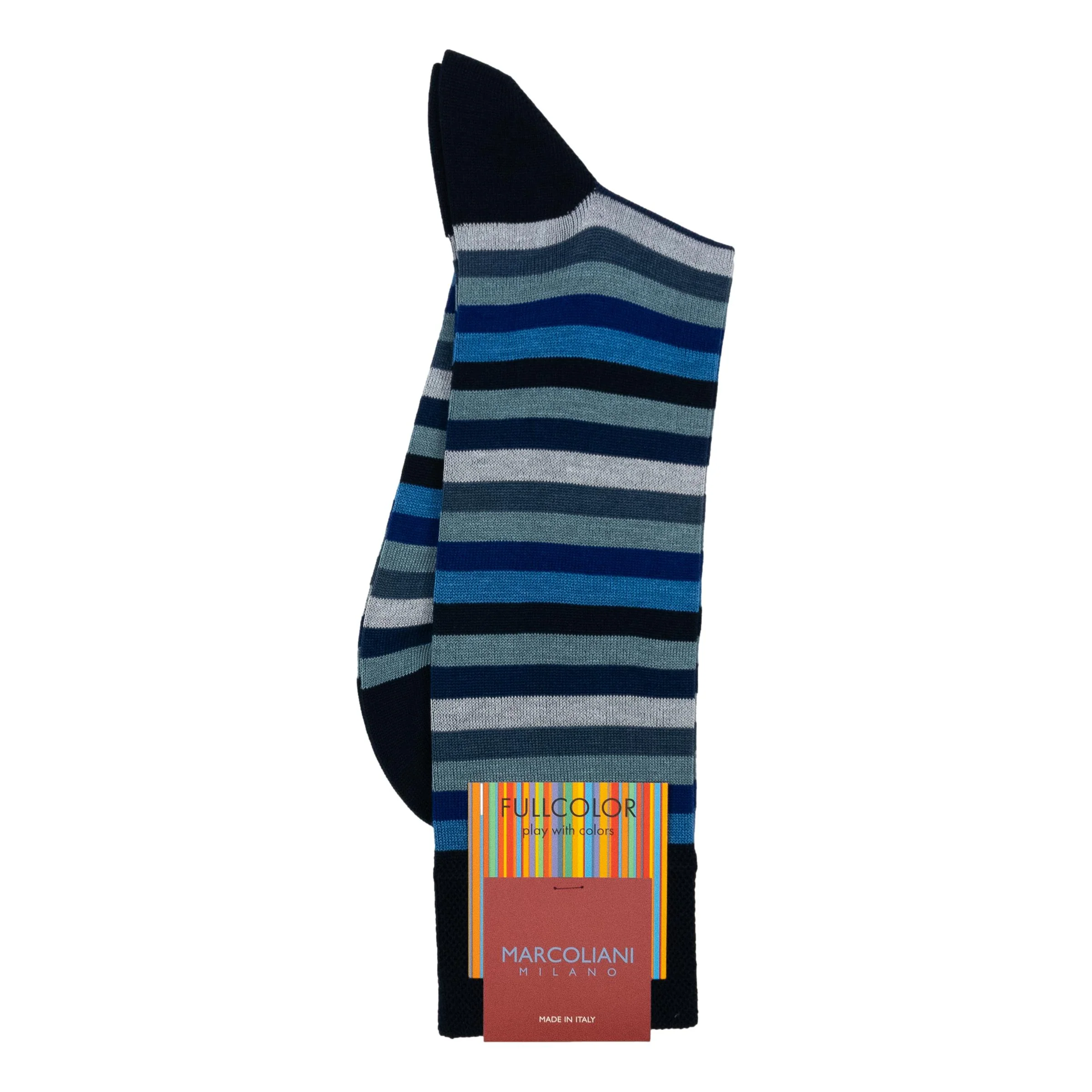 Pima Cotton Rainbow Stripe Mid-Calf Dress Socks - Image 9