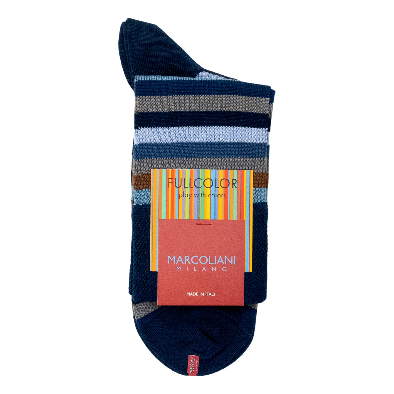 Pima Cotton Rainbow Stripe Over-the-Calf Dress Socks - Image 4