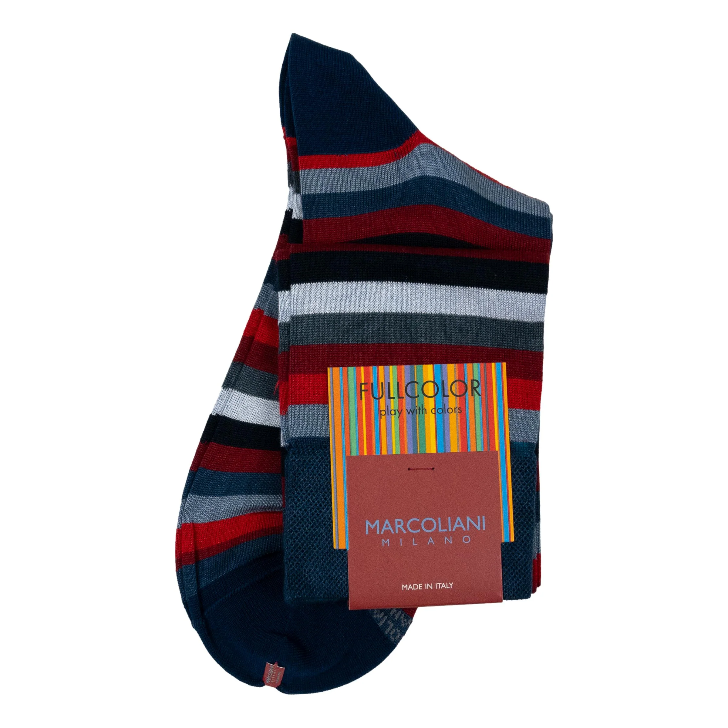 Pima Cotton Rainbow Stripe Over-the-Calf Dress Socks - Image 9