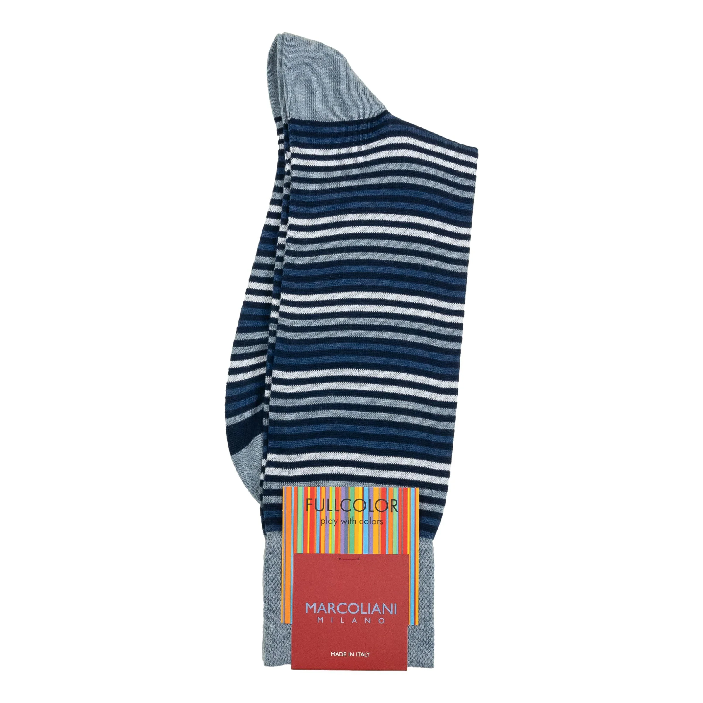 Pima Cotton Simple Stripes Mid-Calf Dress Socks - Image 3
