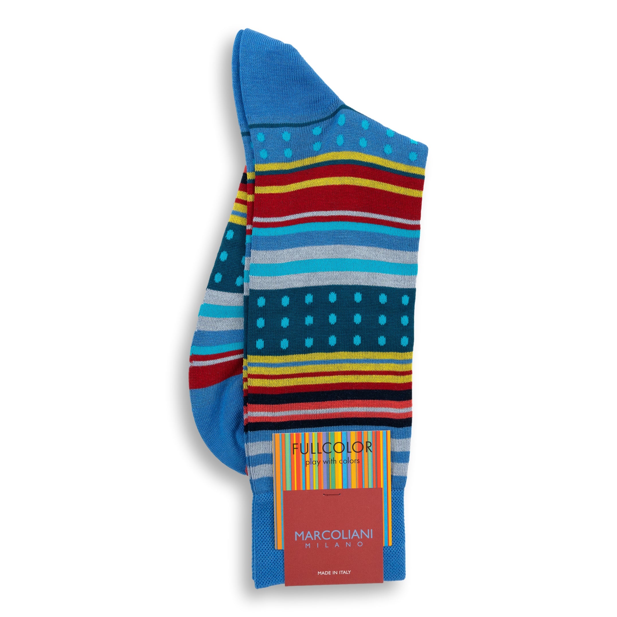 Pima Cotton Stripes and Polka Dots Mid-Calf Dress Socks - Image 3