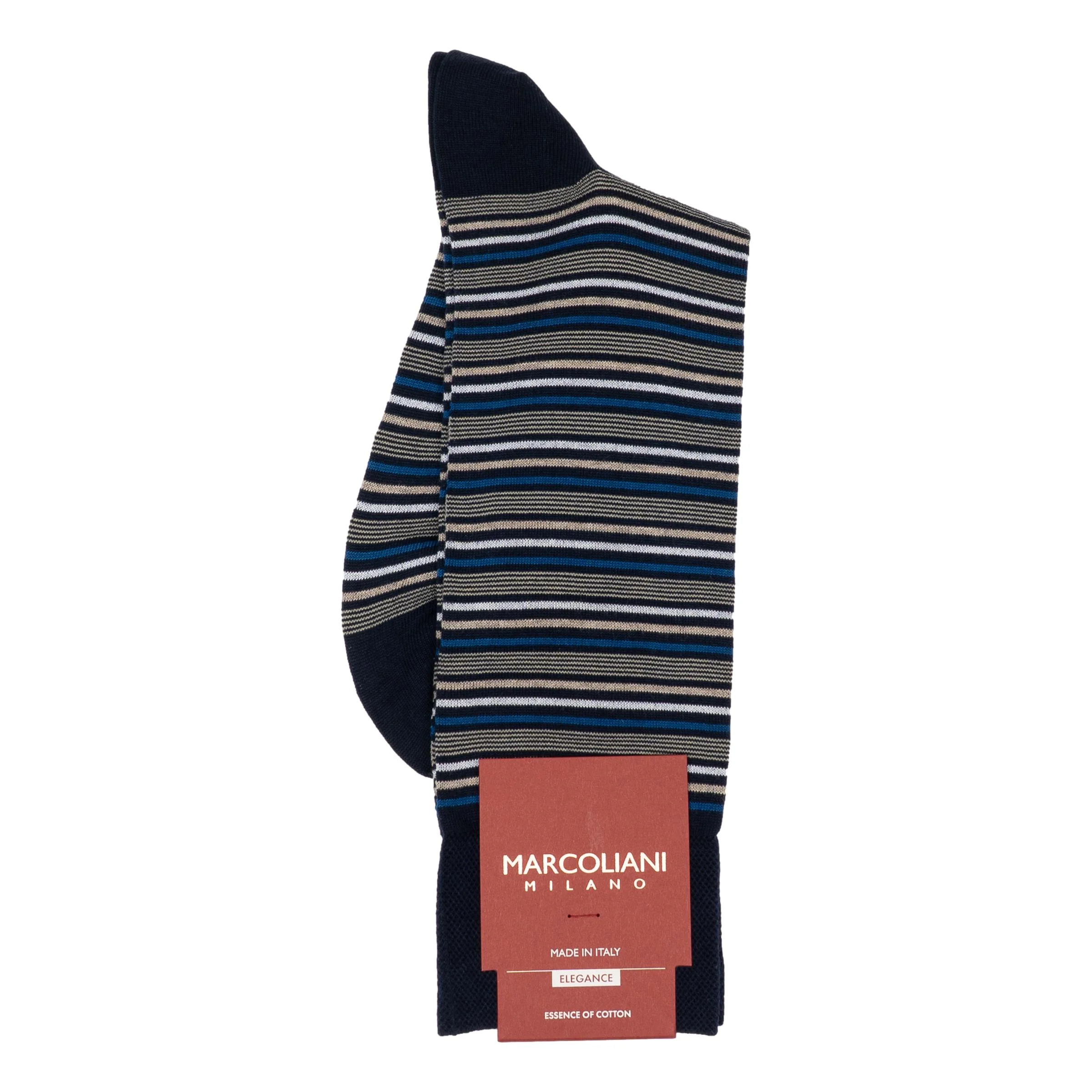 Pima Cotton Torino Stripe Mid-Calf Dress Socks