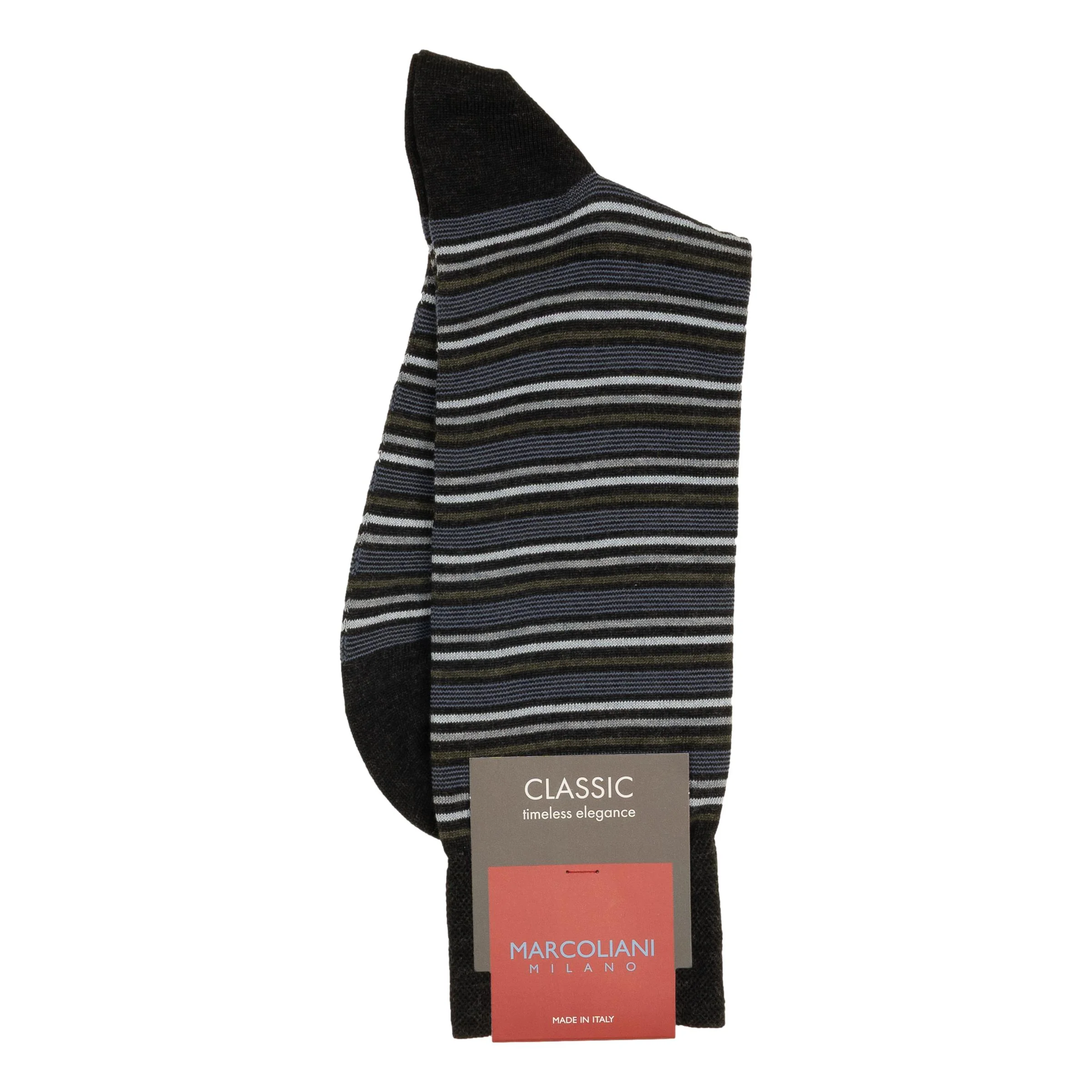 Pima Cotton Torino Stripe Mid-Calf Dress Socks - Image 3