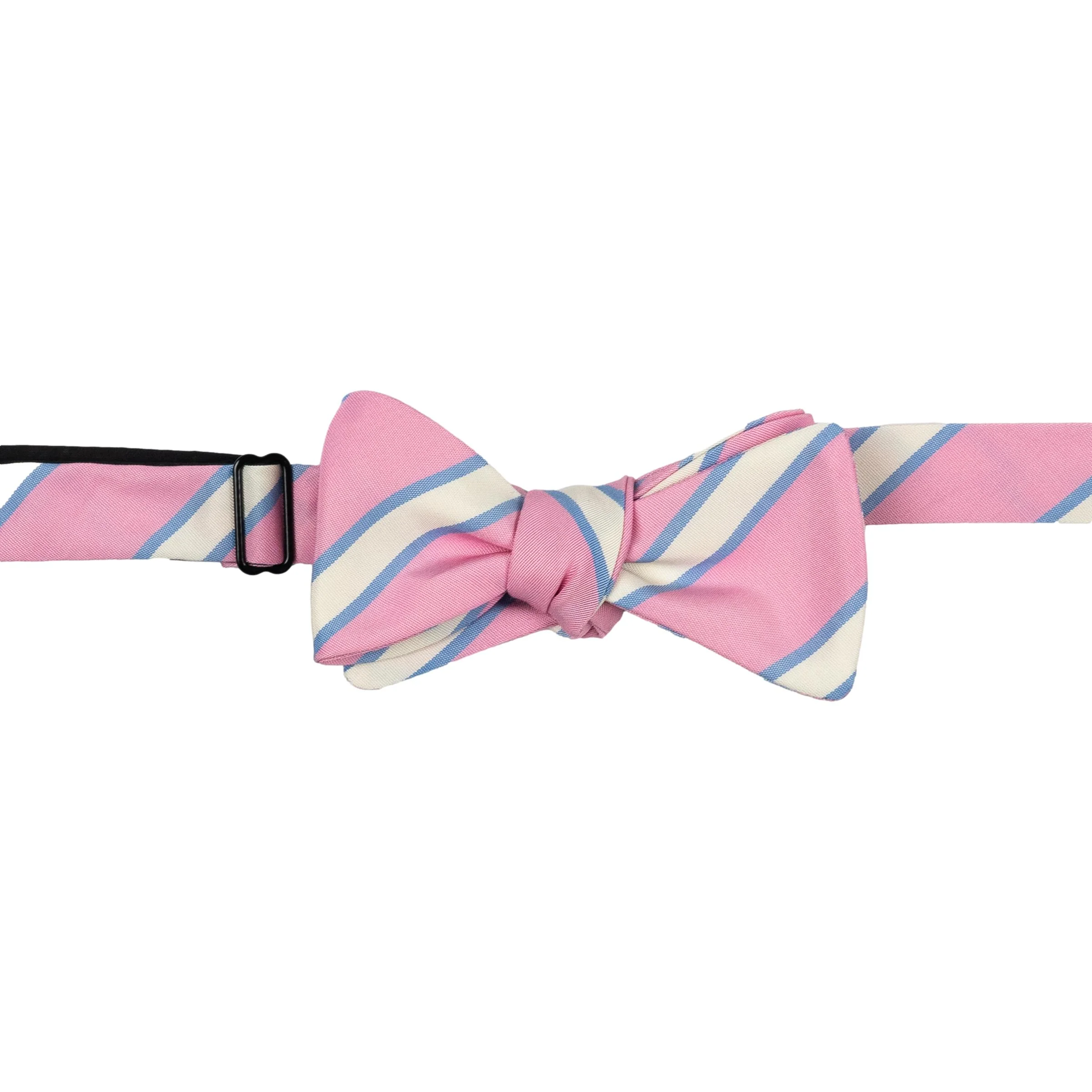 Pink, Light Blue, and White Repp Stripe Silk Bow Tie