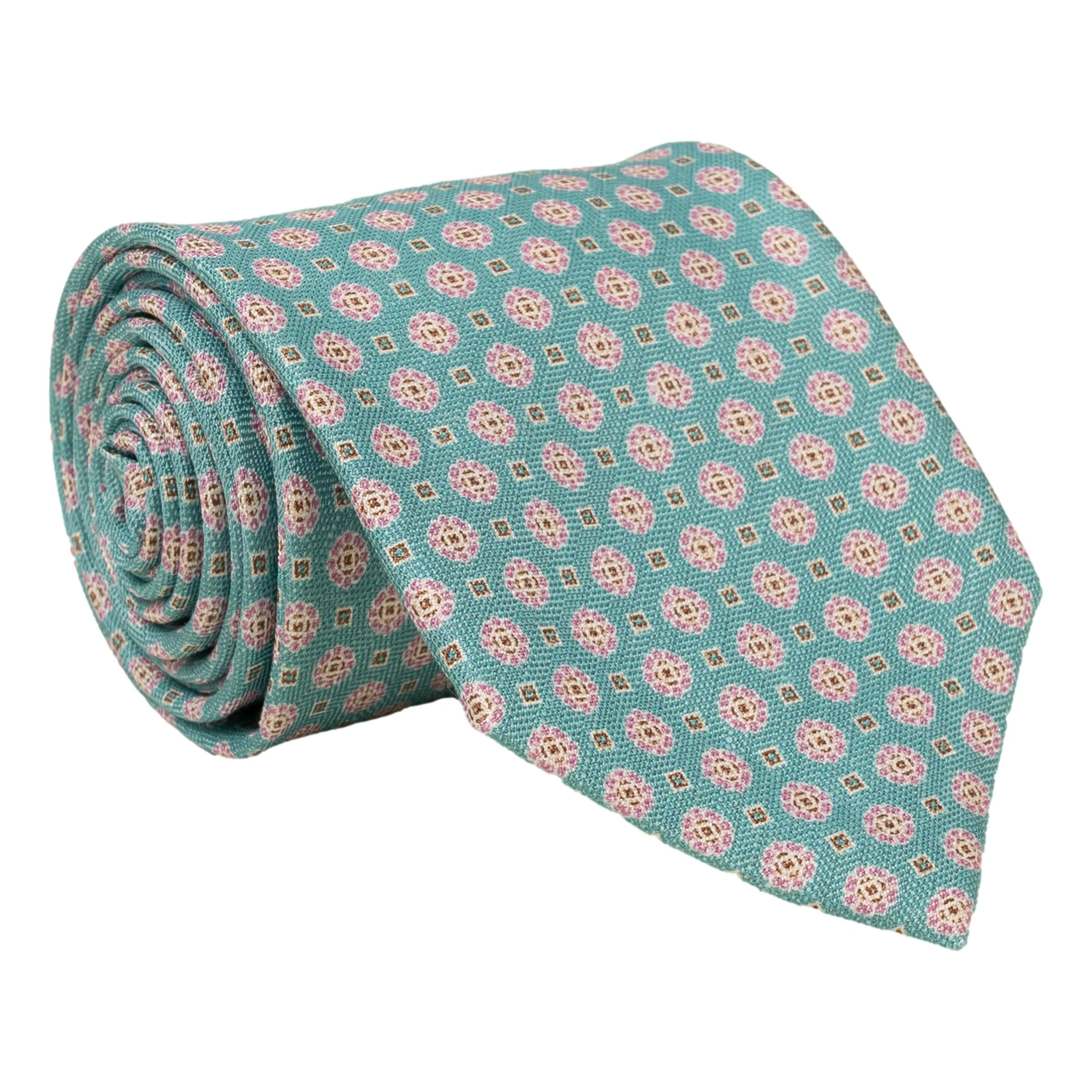 Prato Shield and Square Silk and Linen Blend Tie