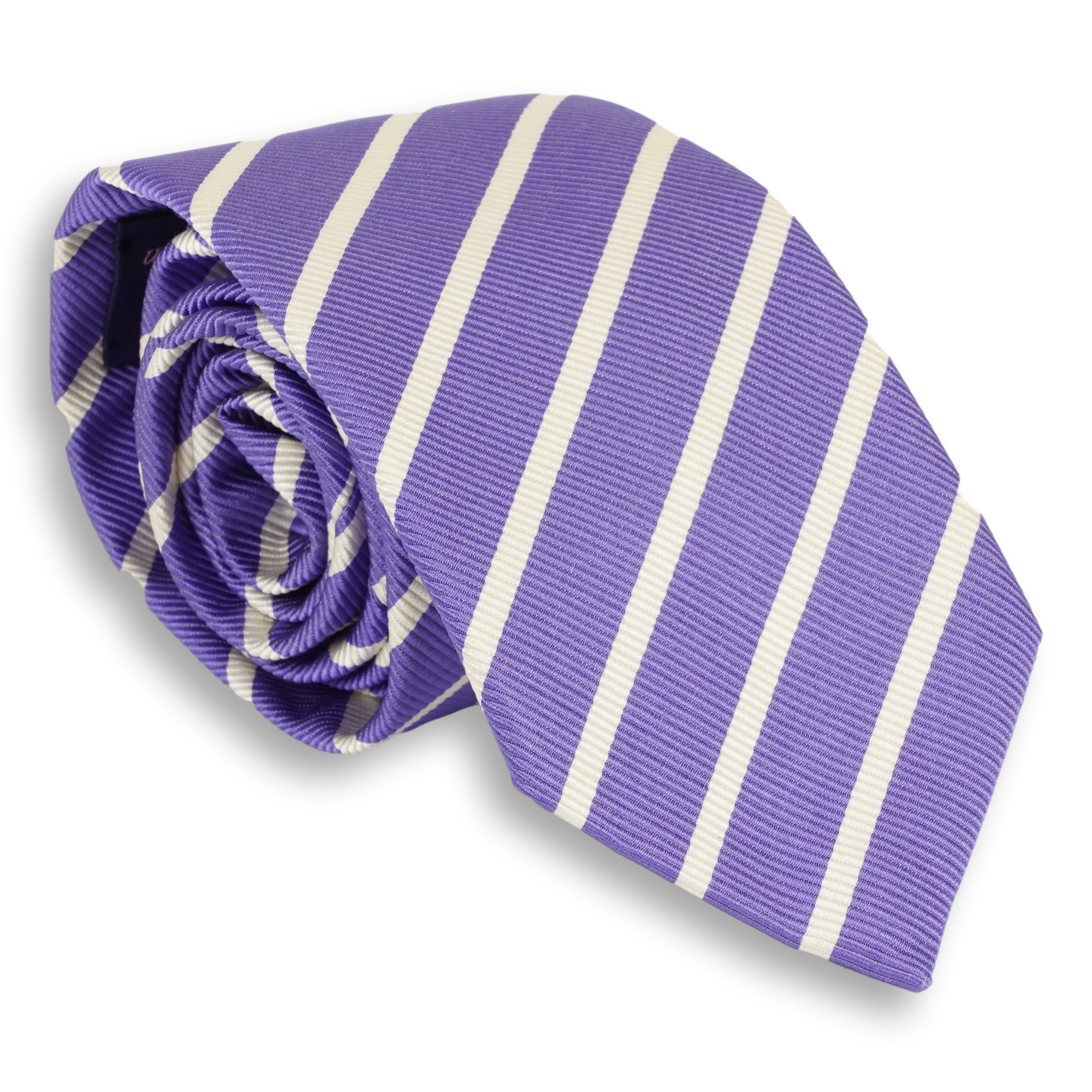 Purple and White Repp Stripe Tie