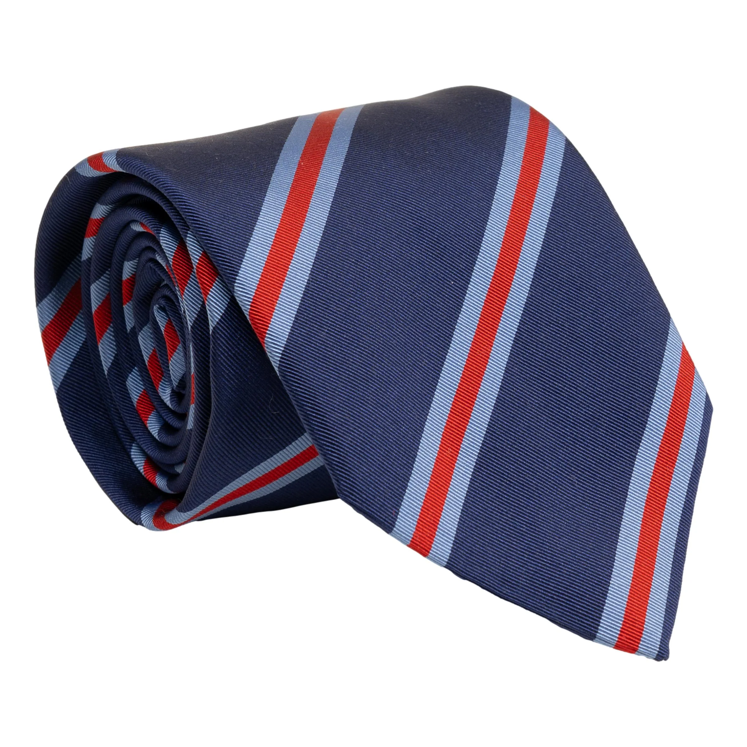 Red and Light Blue Repp Stripe Silk Tie