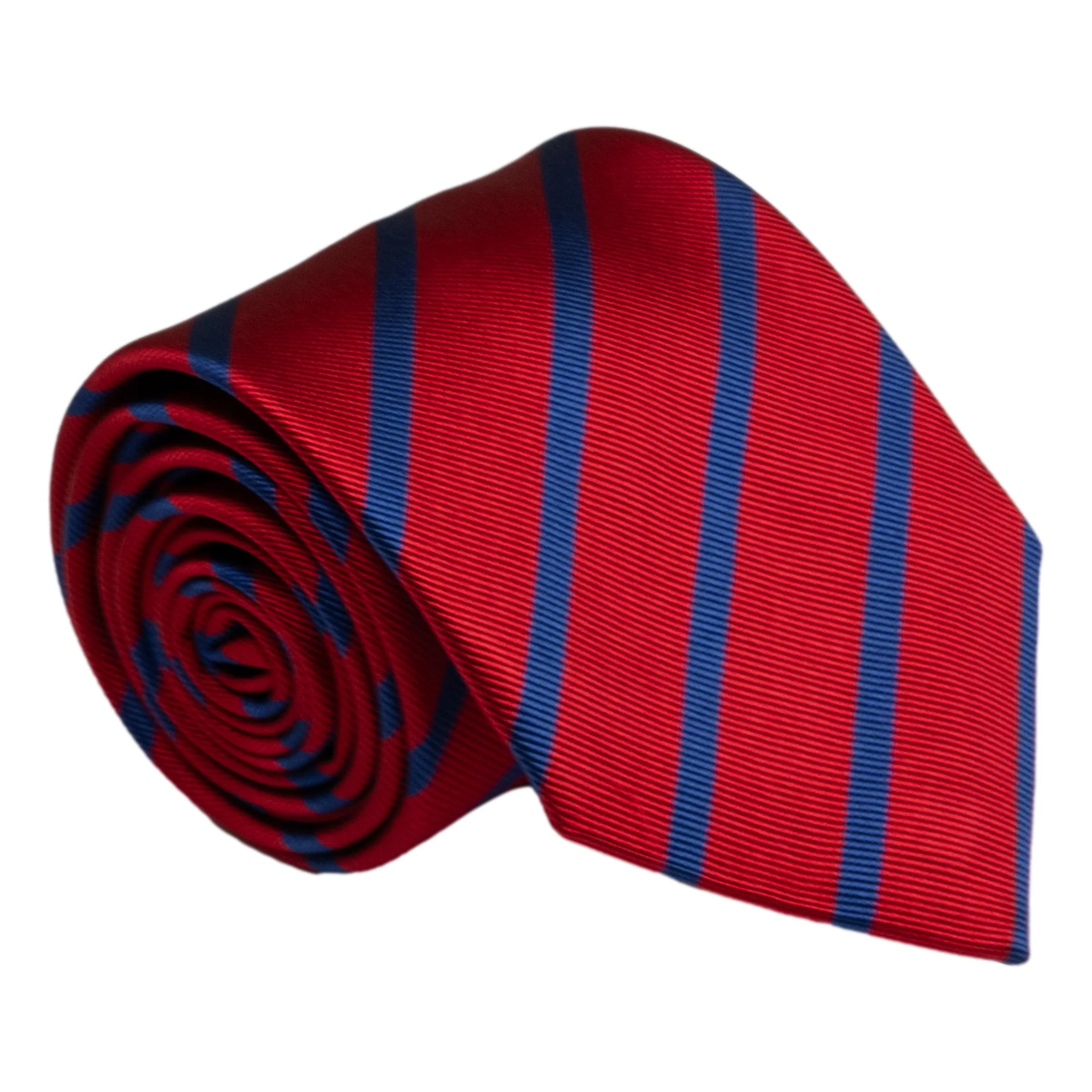 Red and Navy Repp Stripe Silk Tie
