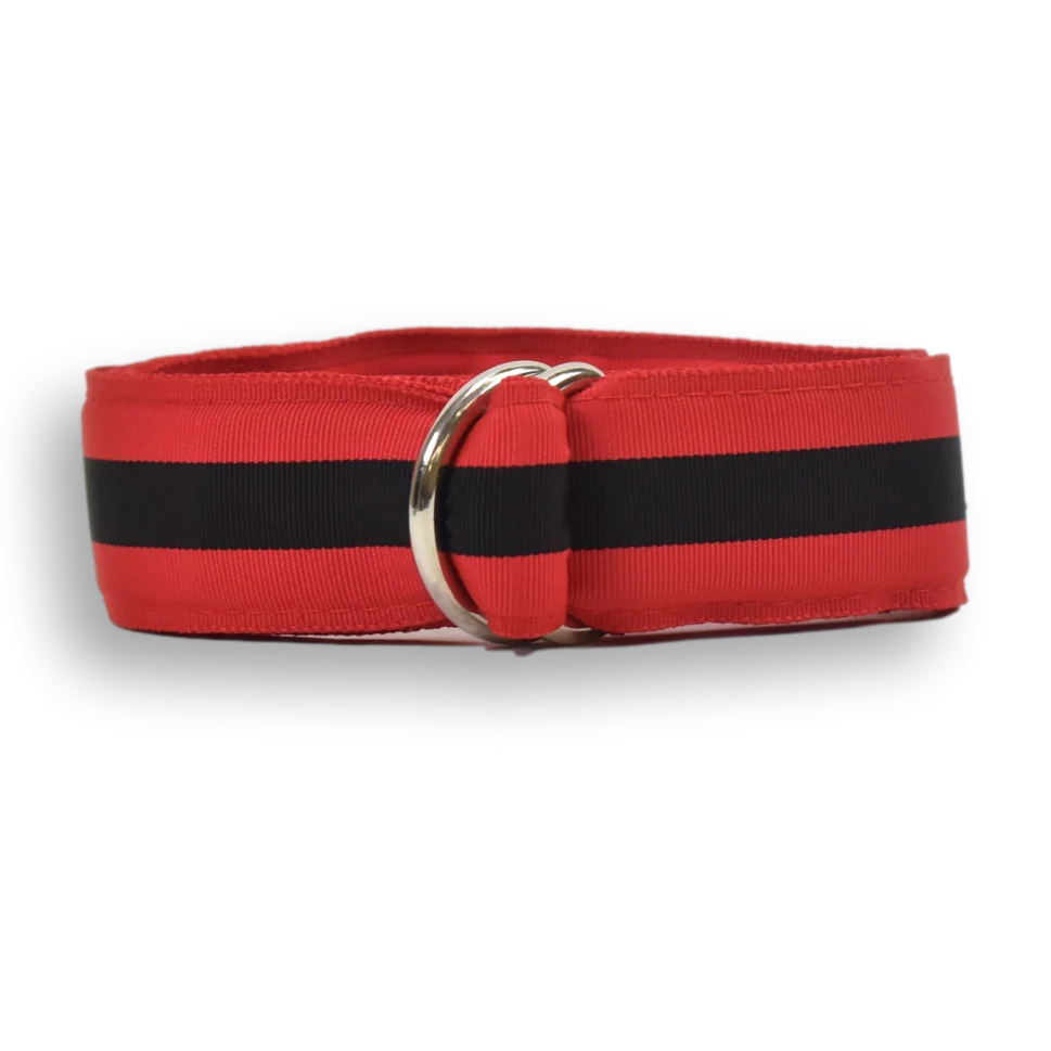 Red with Black Stripe Ribbon Belt