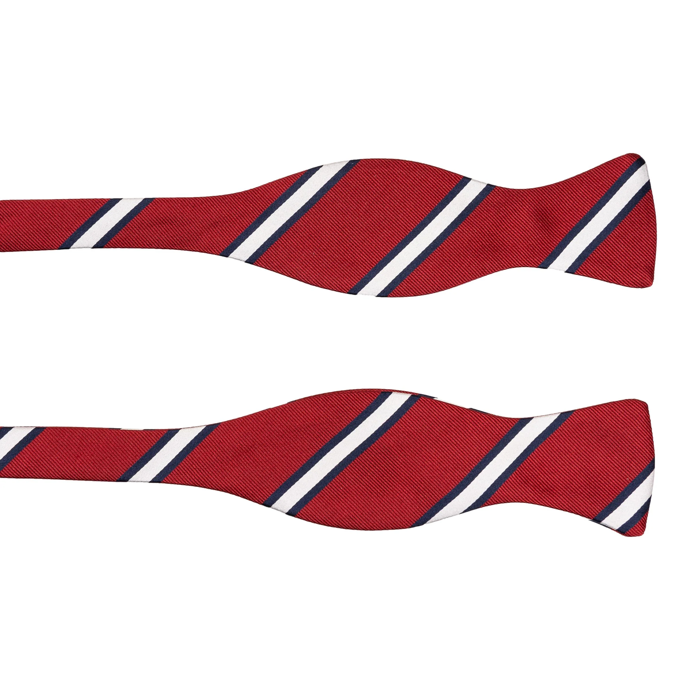 Red with White and Navy Repp Stripe Bow Tie