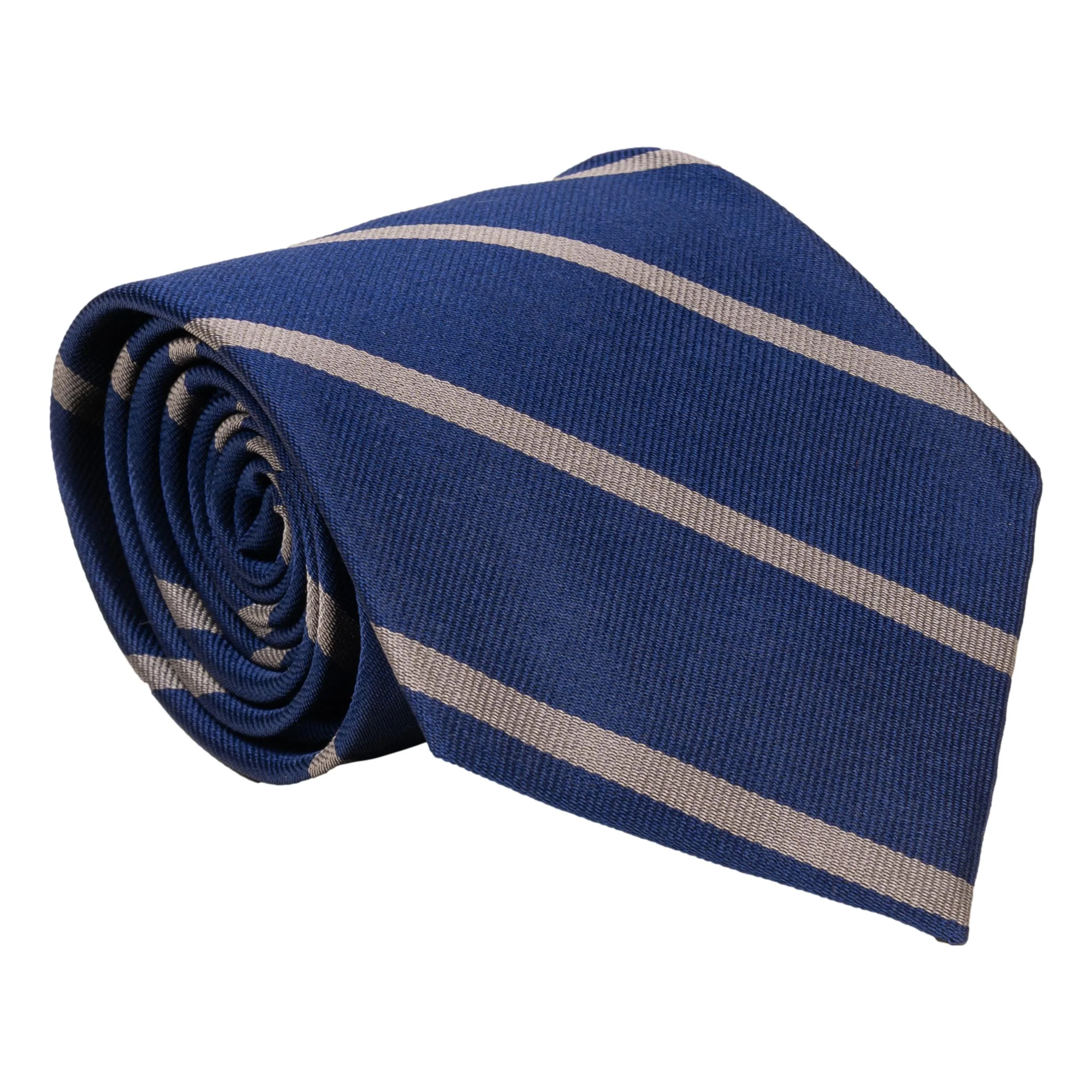 Royal Blue with Silver Repp Stripe Silk Tie