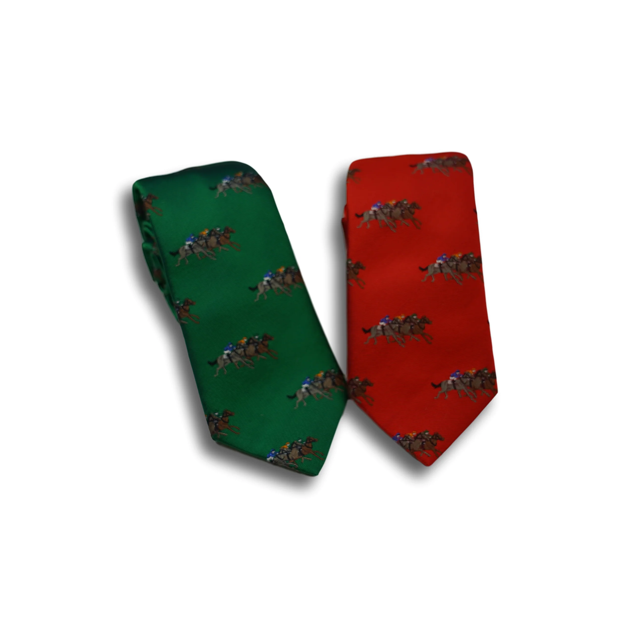 Rust Silk Tie with Racing Horses - Image 2