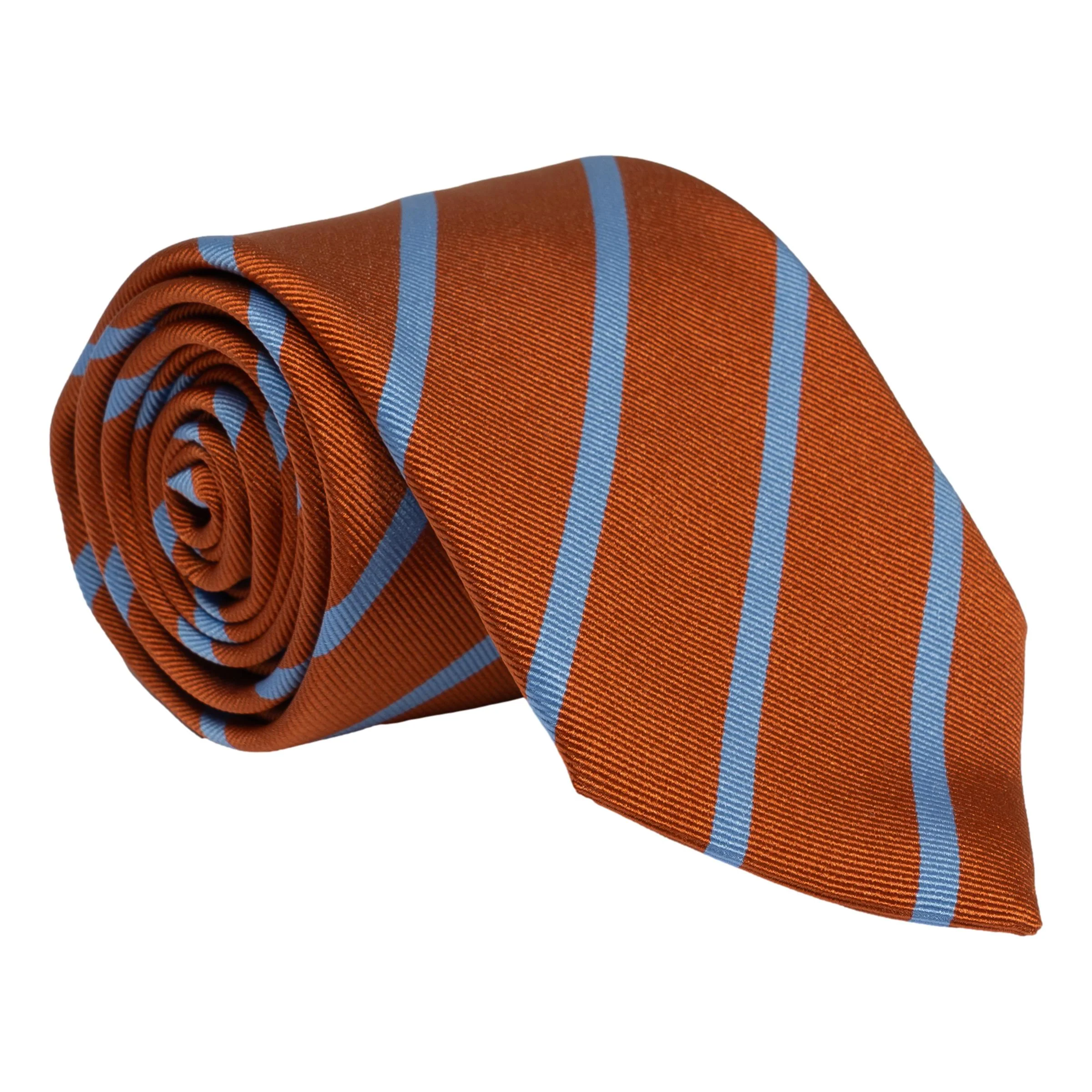 Rust with Sea Blue Repp Stripe Tie