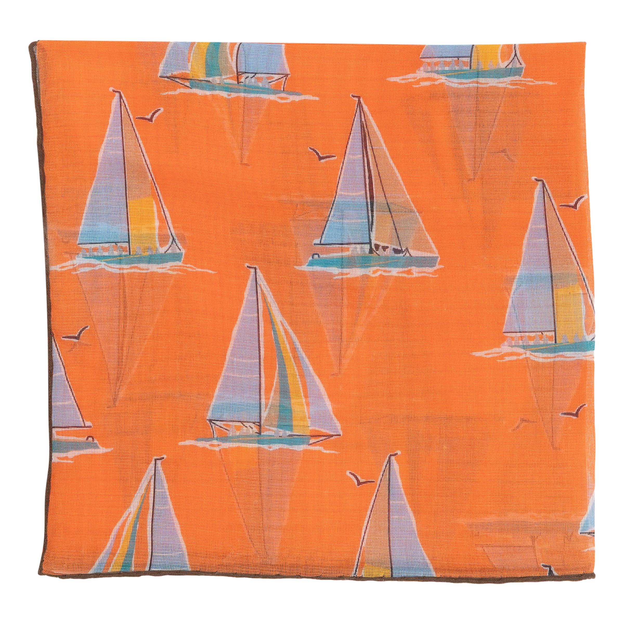 Sailboat Cotton and Cashmere Pocket Square