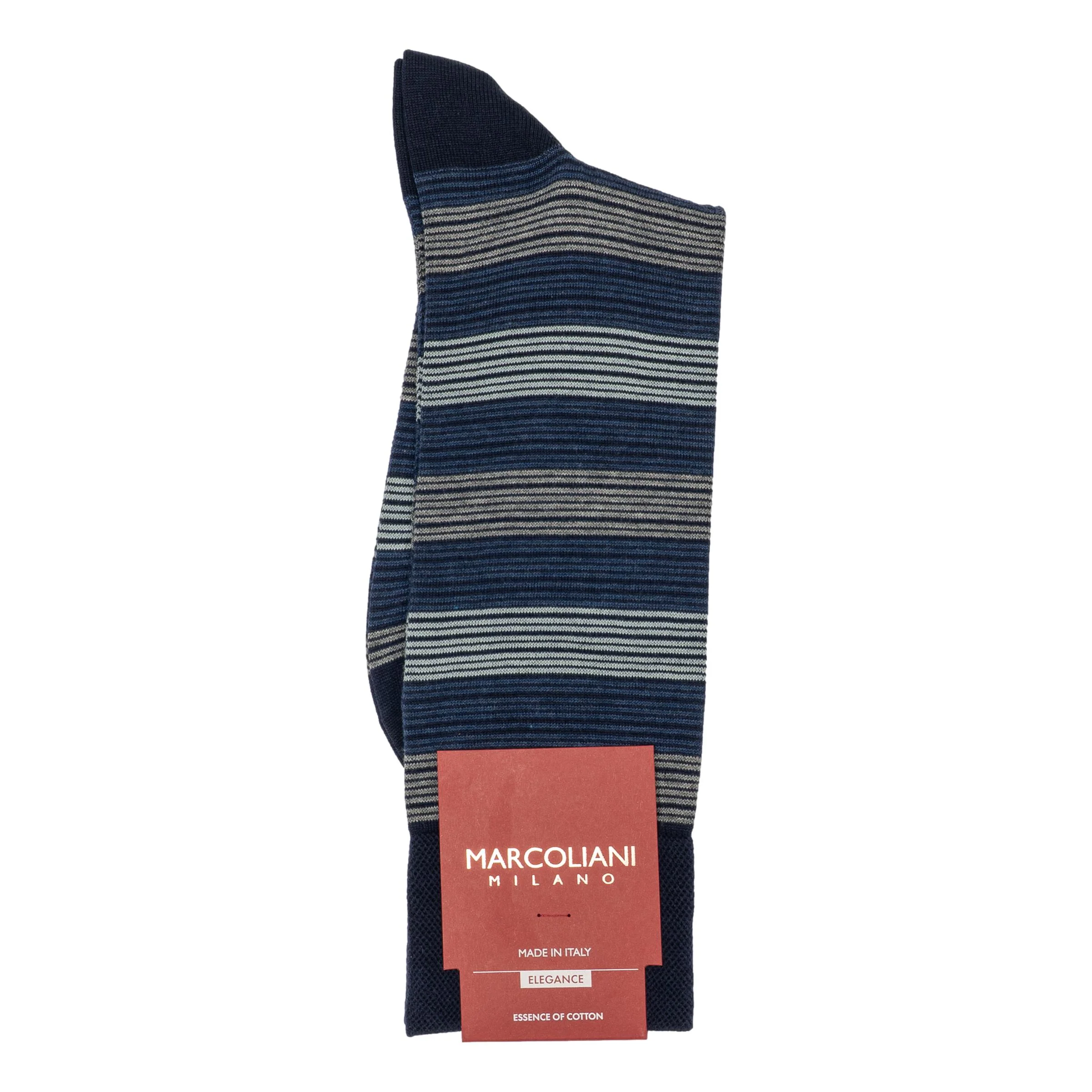 Scale Stripe Pima Cotton Mid-Calf Dress Socks
