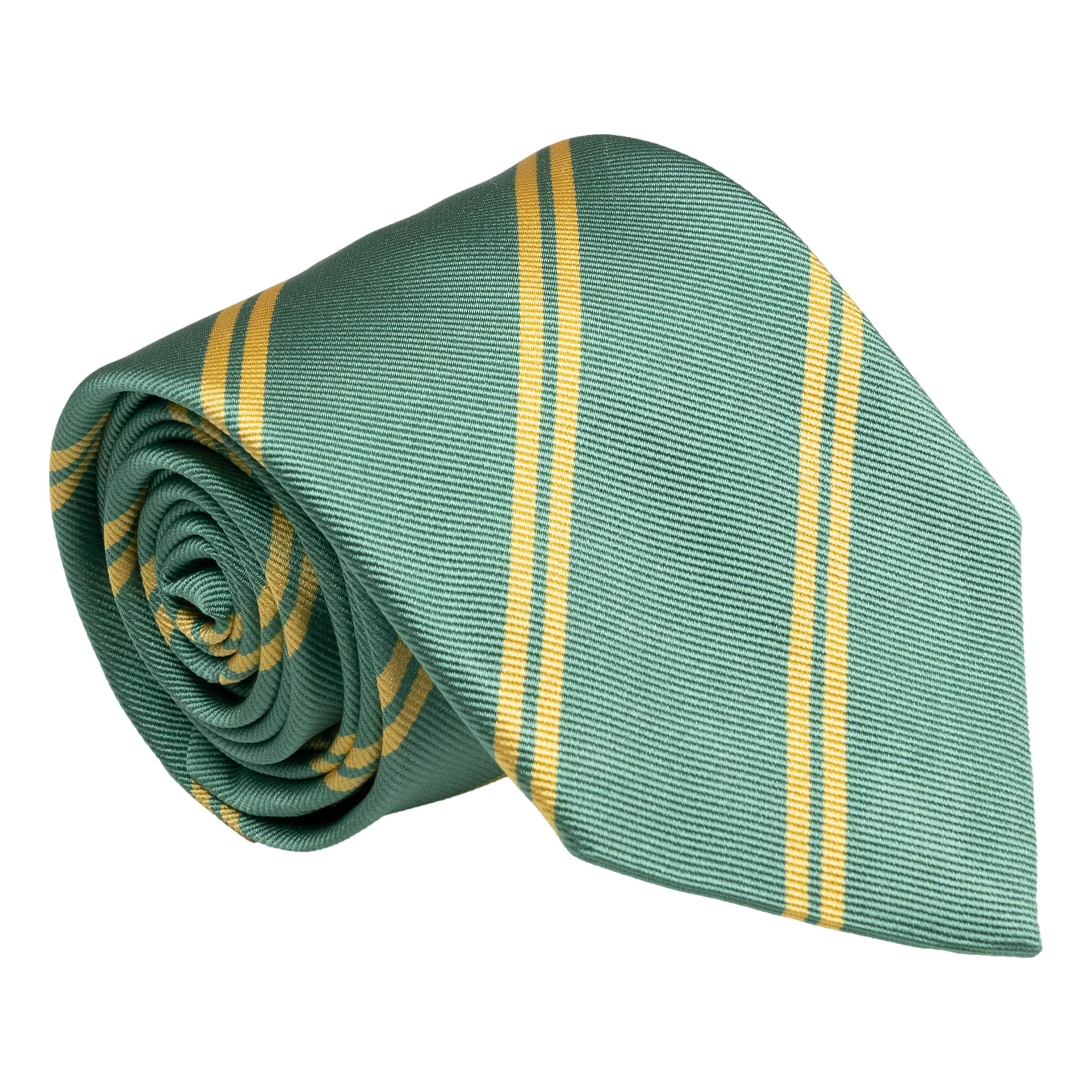 Sea Foam and Pale Yellow Double Repp Stripe Silk Tie