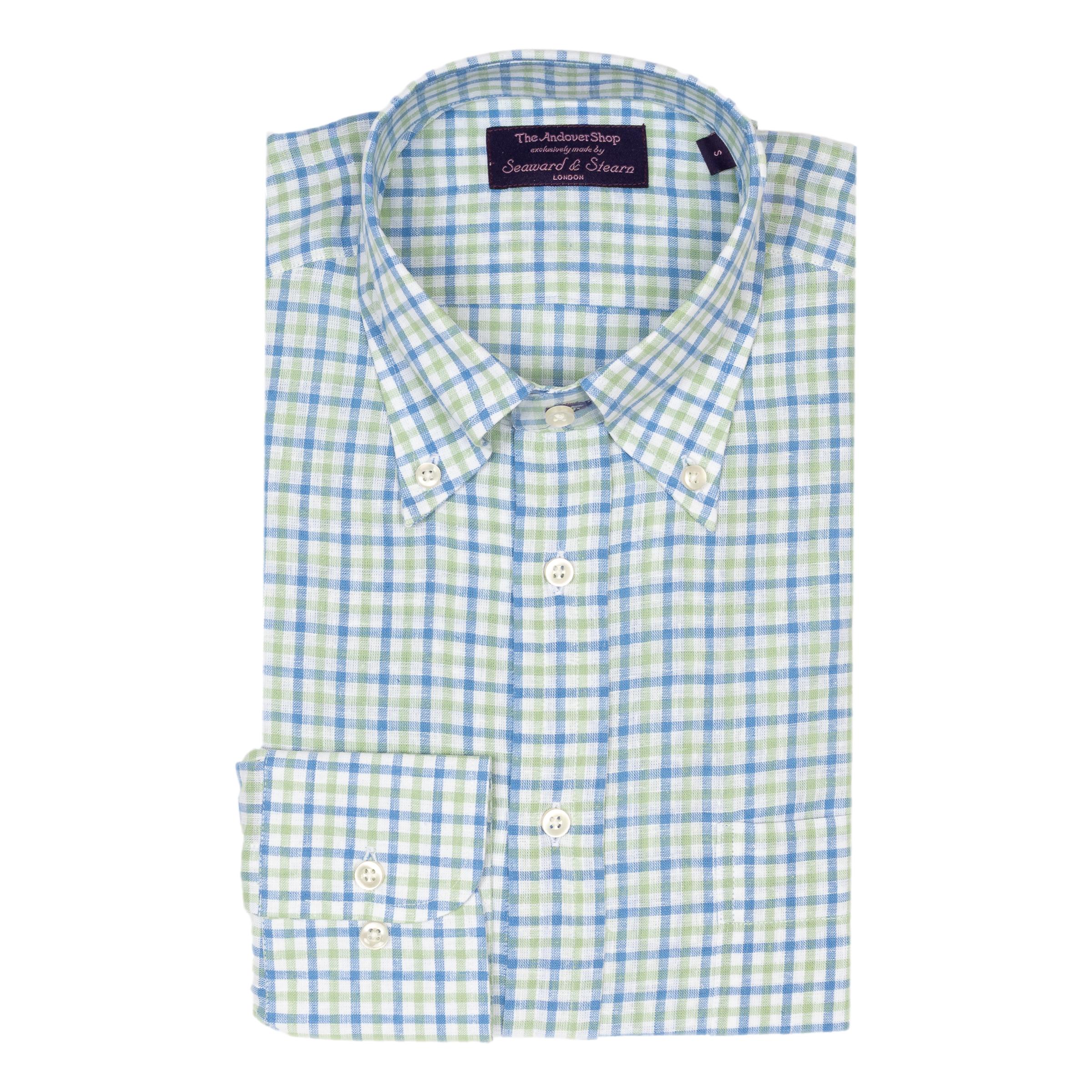 Seaside Tattersall Cotton and Linen Button Down Sport Shirt