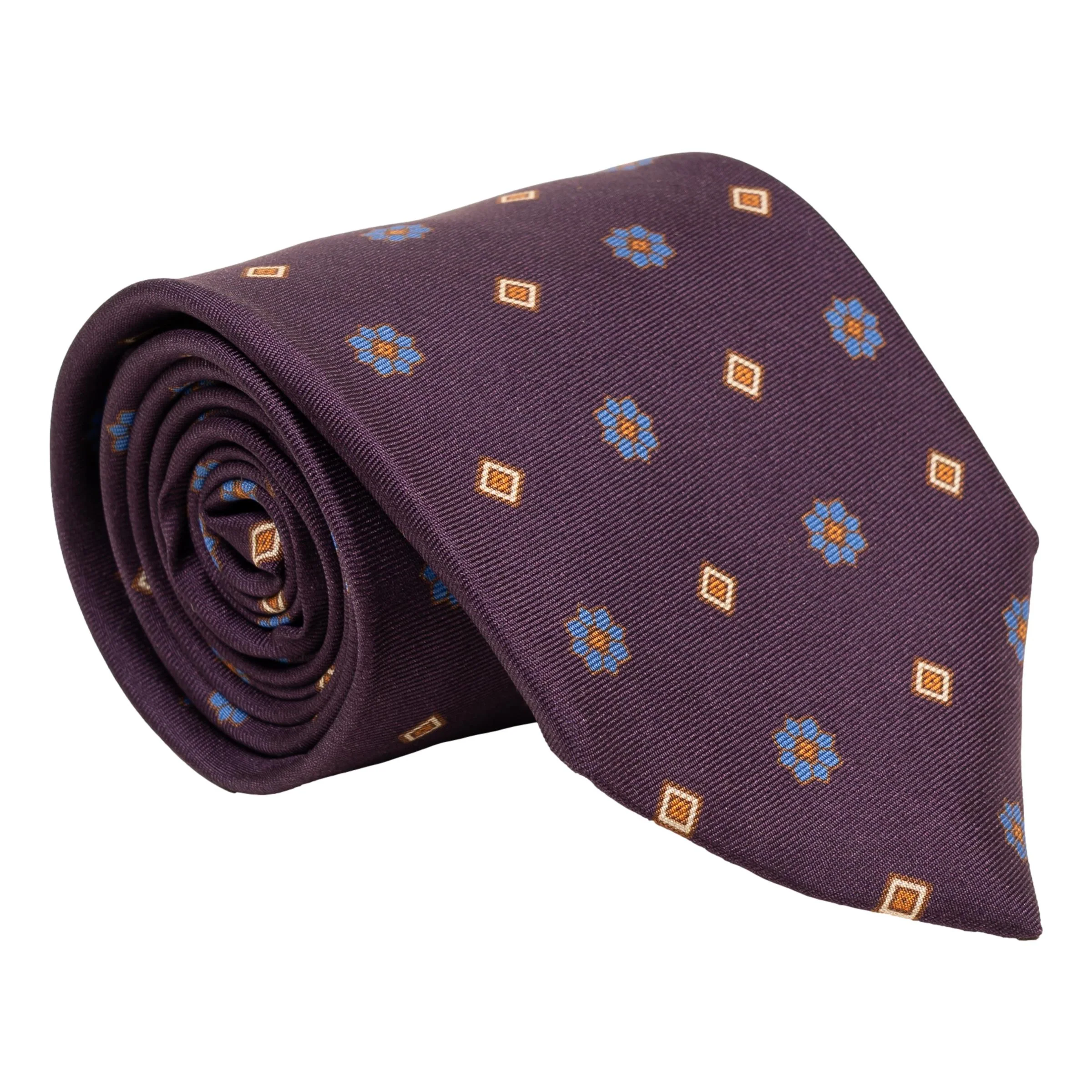 Shaded Diamond and Fleur Print Silk Tie - Image 2