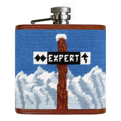 Ski Trails Needlepoint Flask