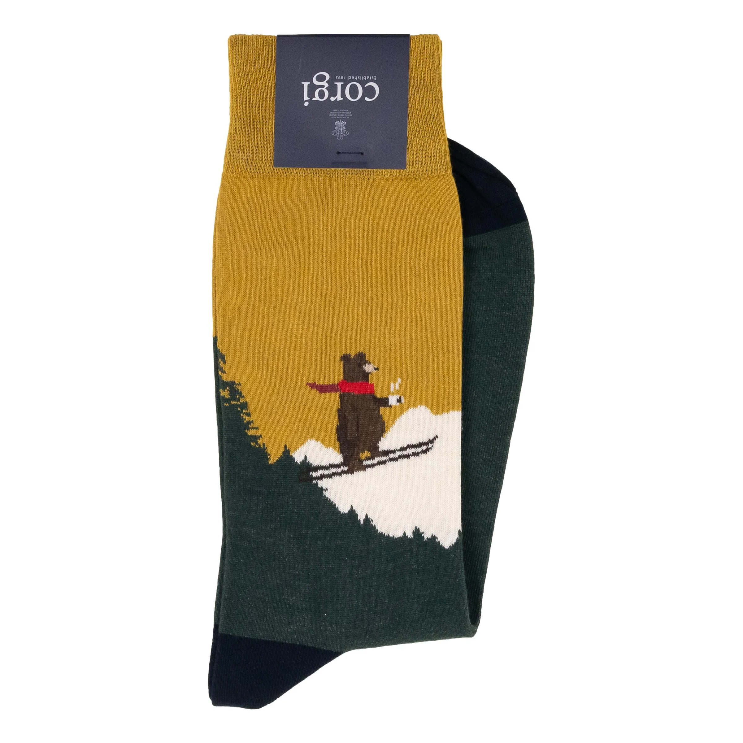 Skiing Bear Cotton Mid-Calf Dress Sock - Image 2