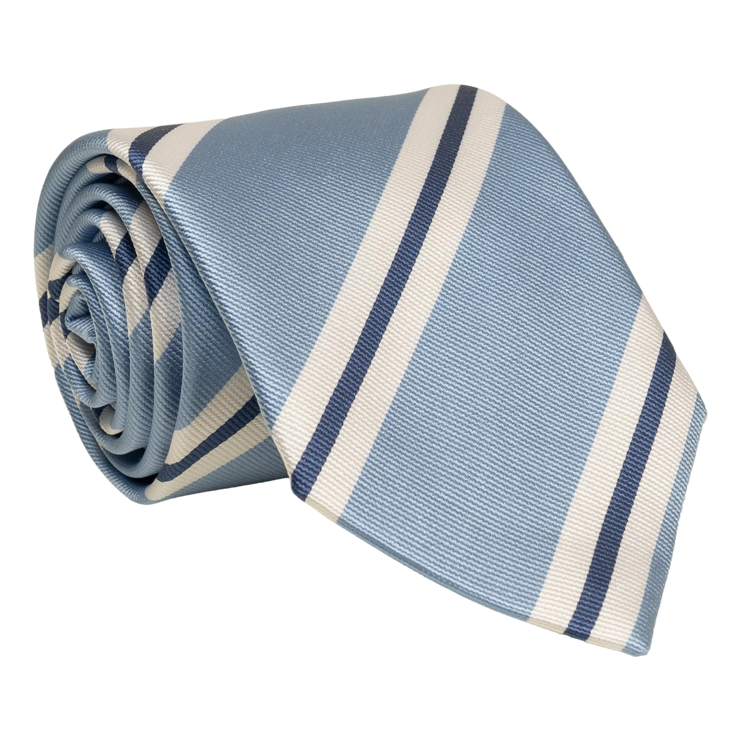 Sky Blue with White and Andover Blue Repp Stripe Silk Tie