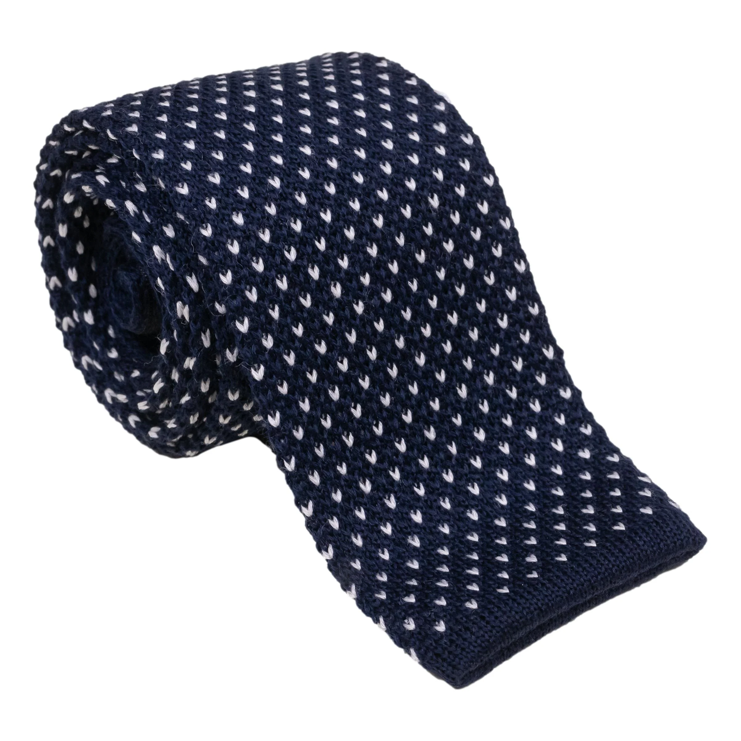 Small Dotted Wool Knit Tie