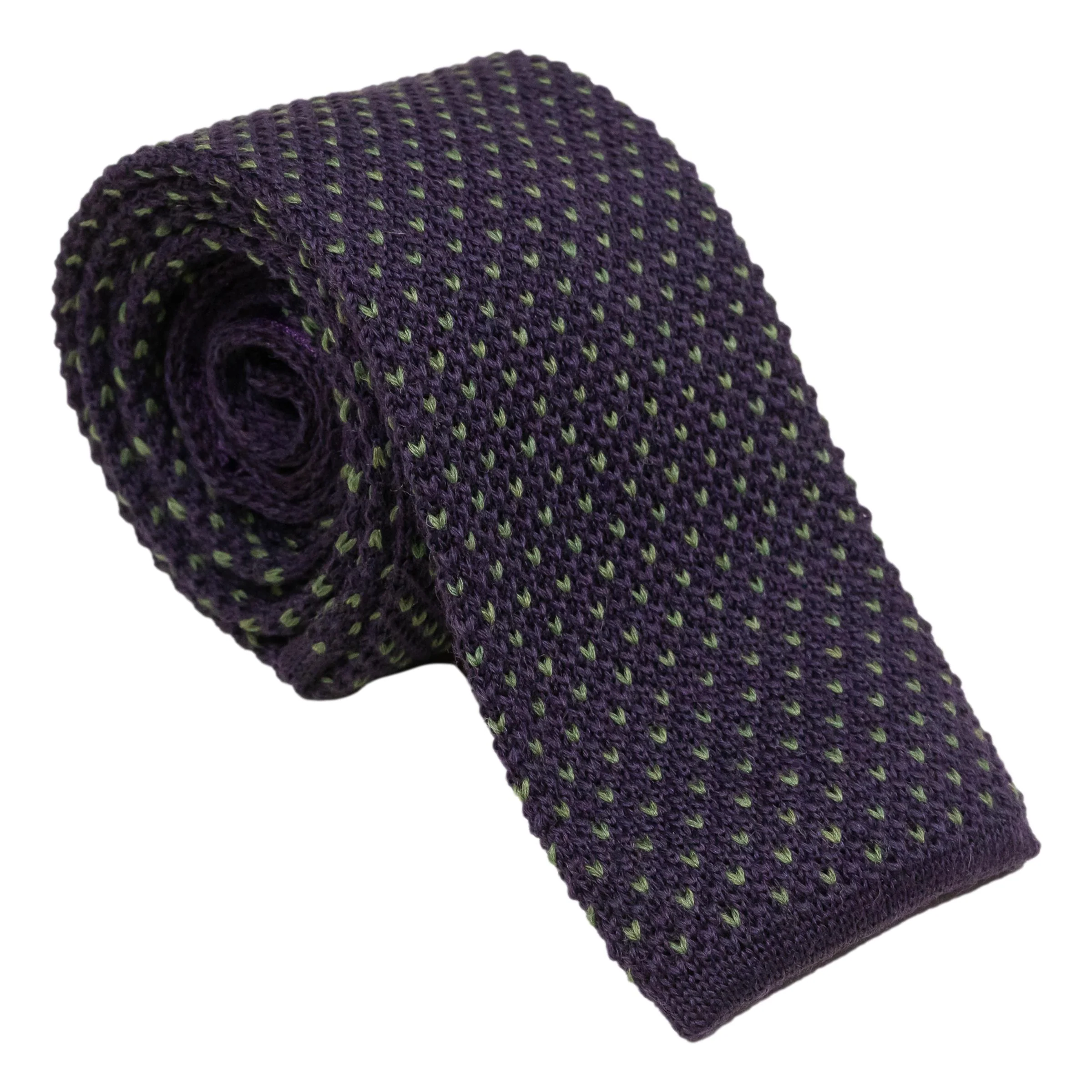Small Dotted Wool Knit Tie - Image 4