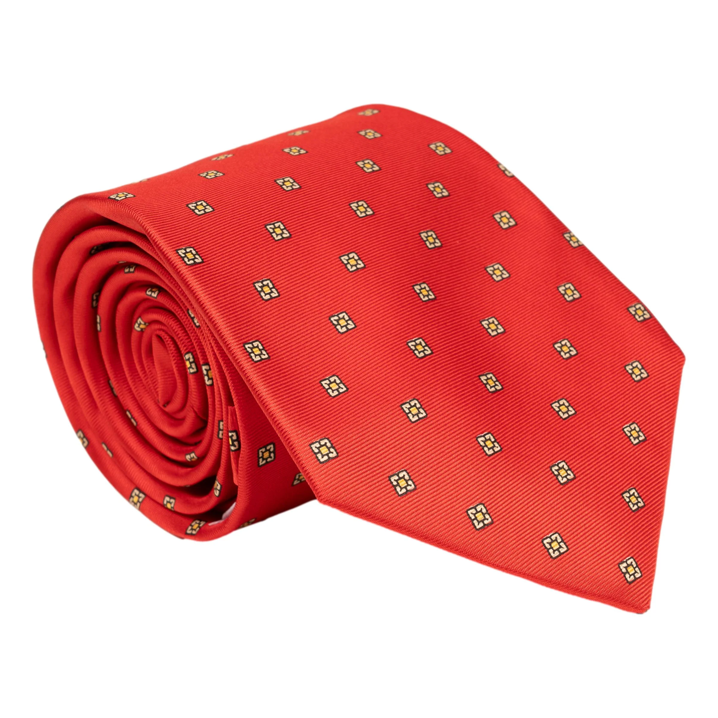 Small Square Floral Motif Silk Tie