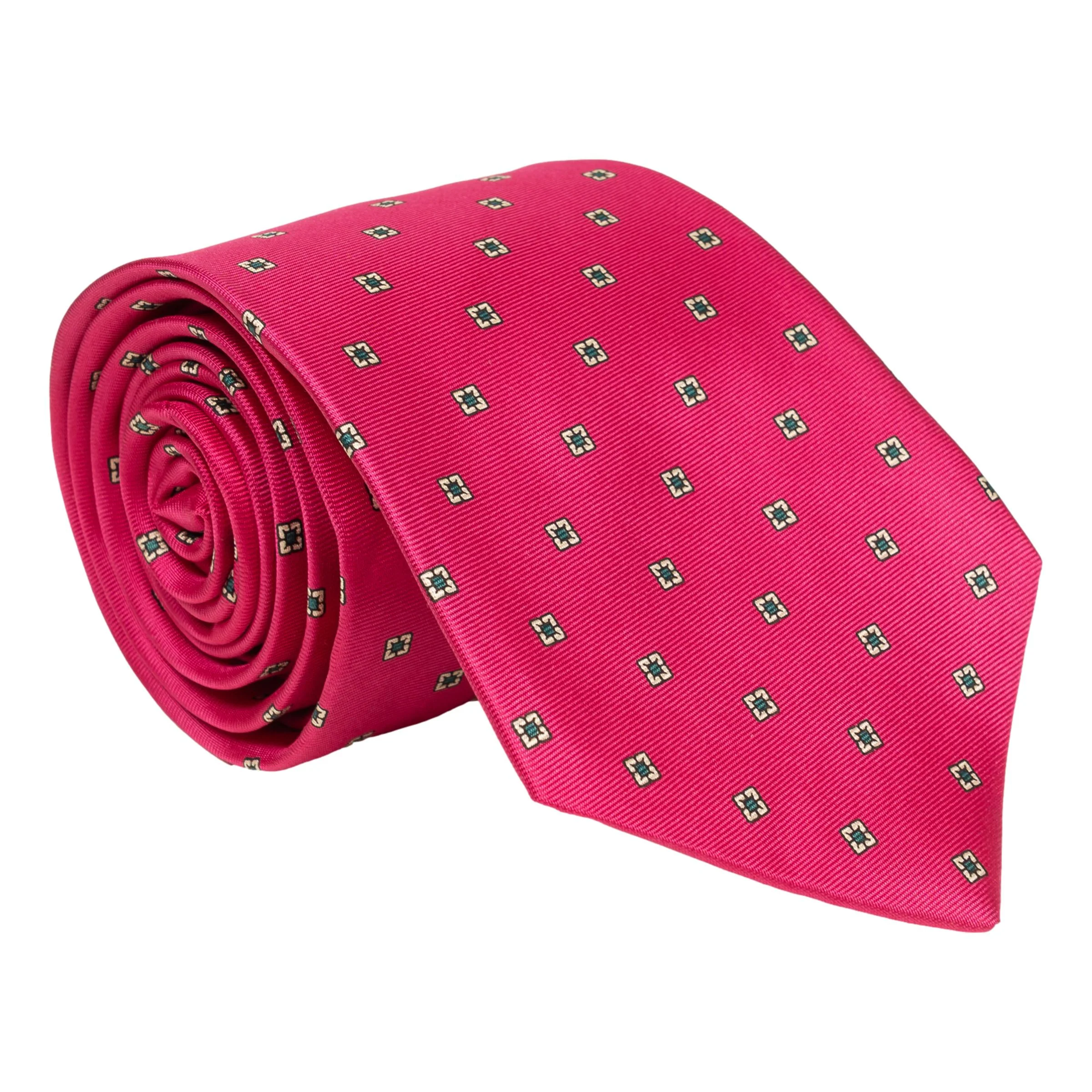 Small Square Floral Motif Silk Tie - Image 2