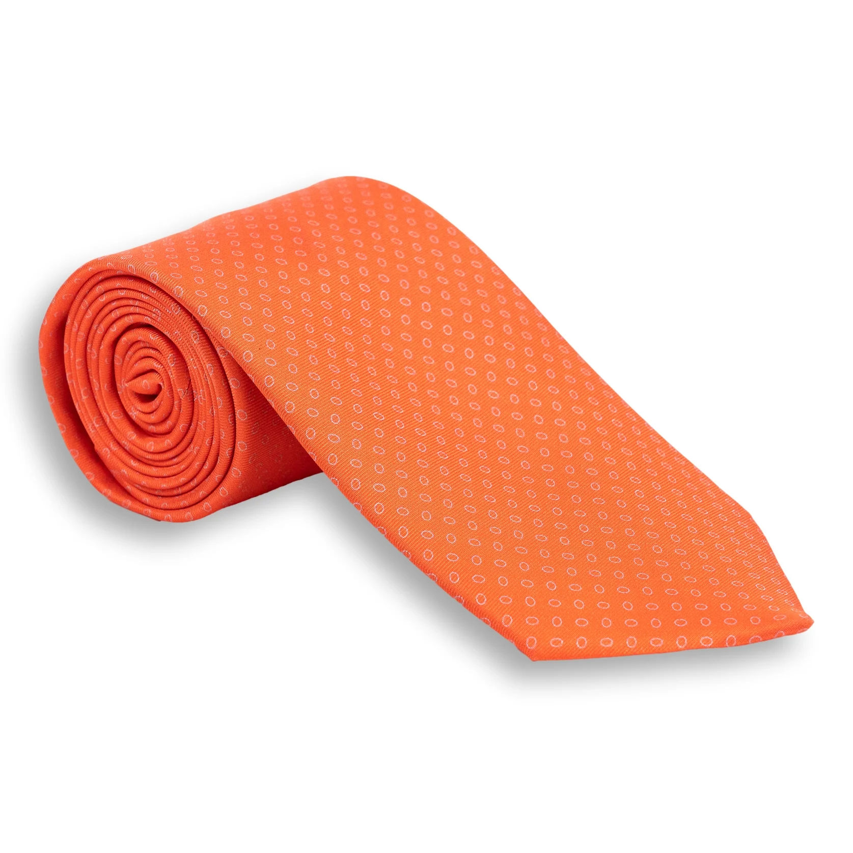 Small White Circular Pattern Silk Print Tie - Image 4