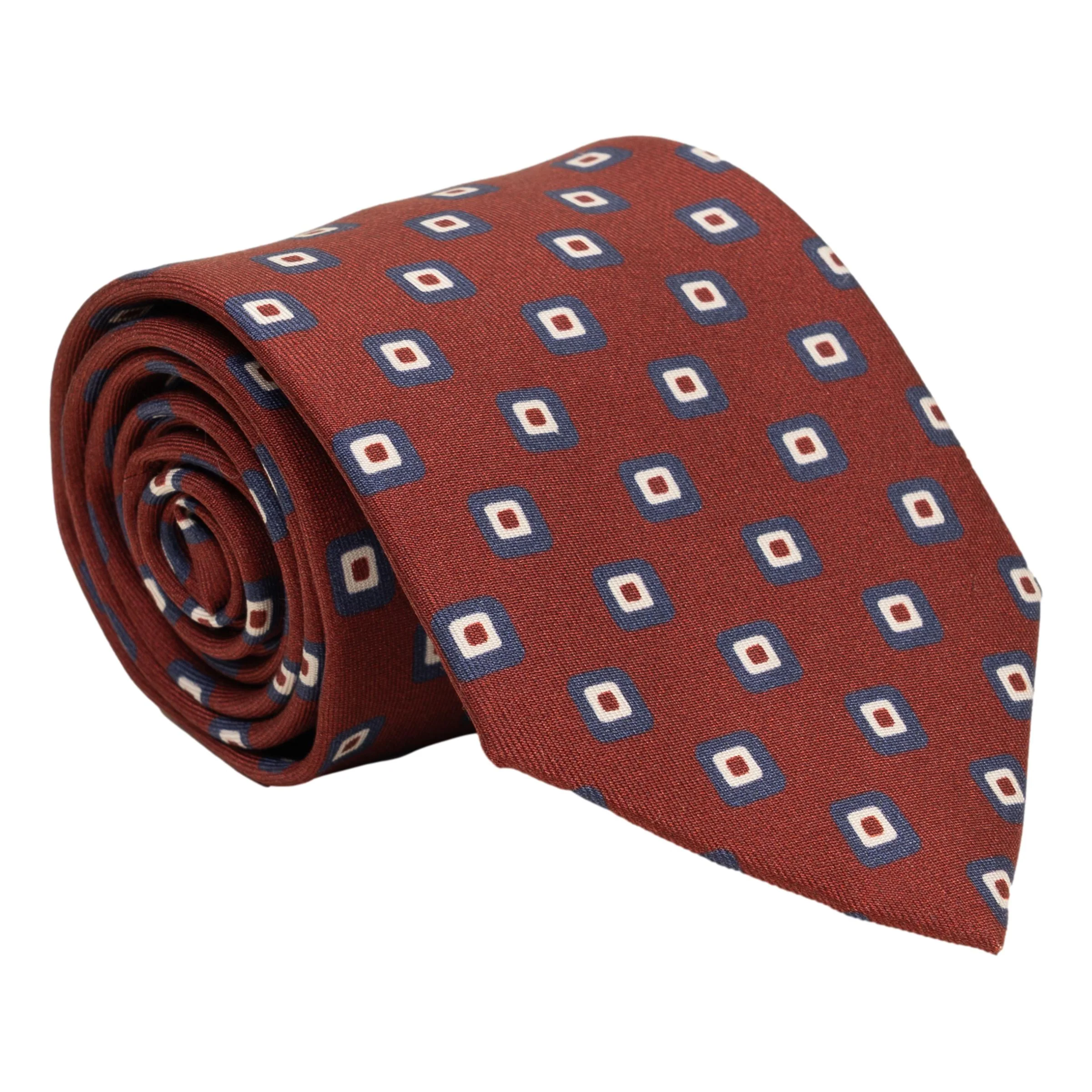 Square Abstract Bullseye Patterned Silk Tie - Image 2