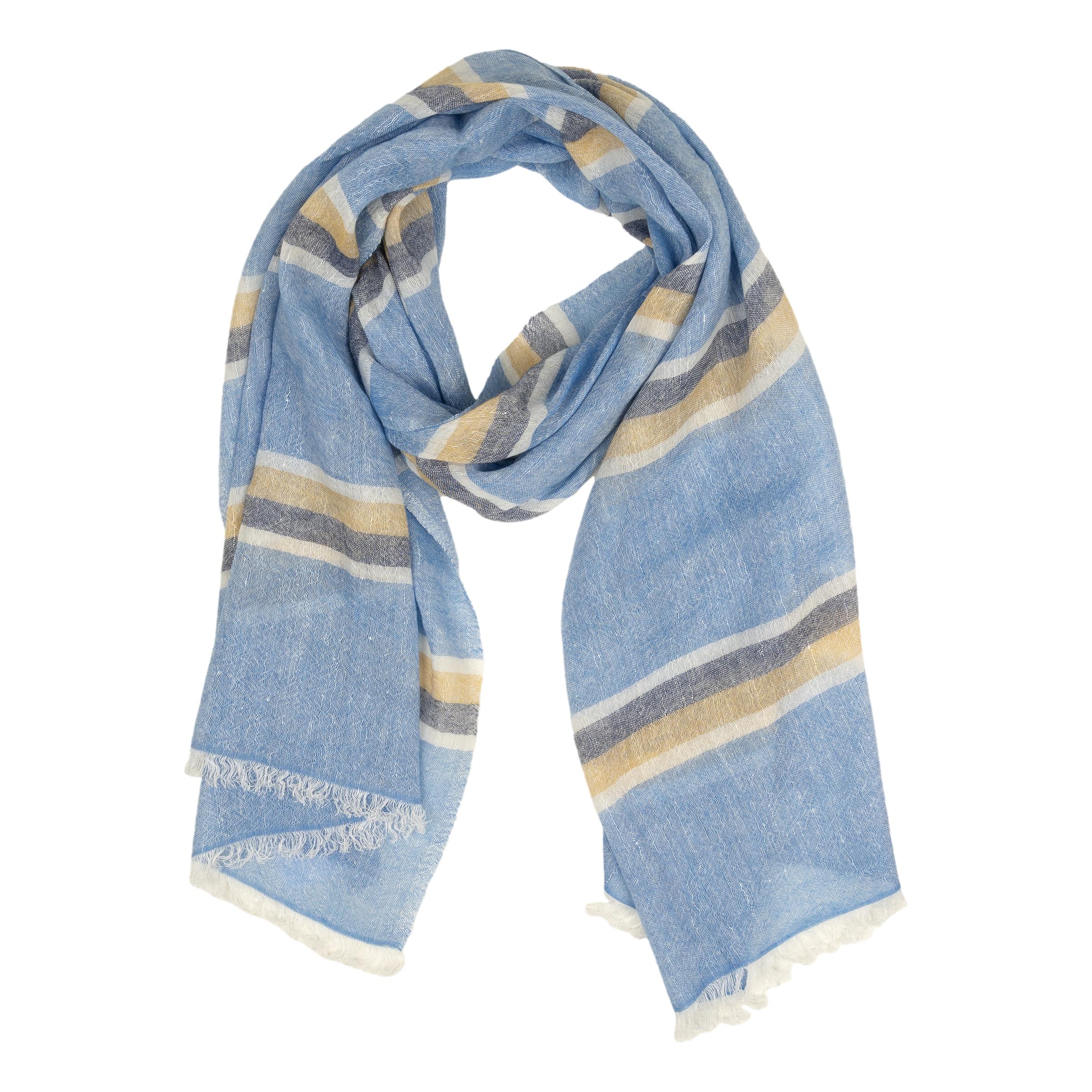 Striped Linen and Cashmere Blend Scarf - Image 4