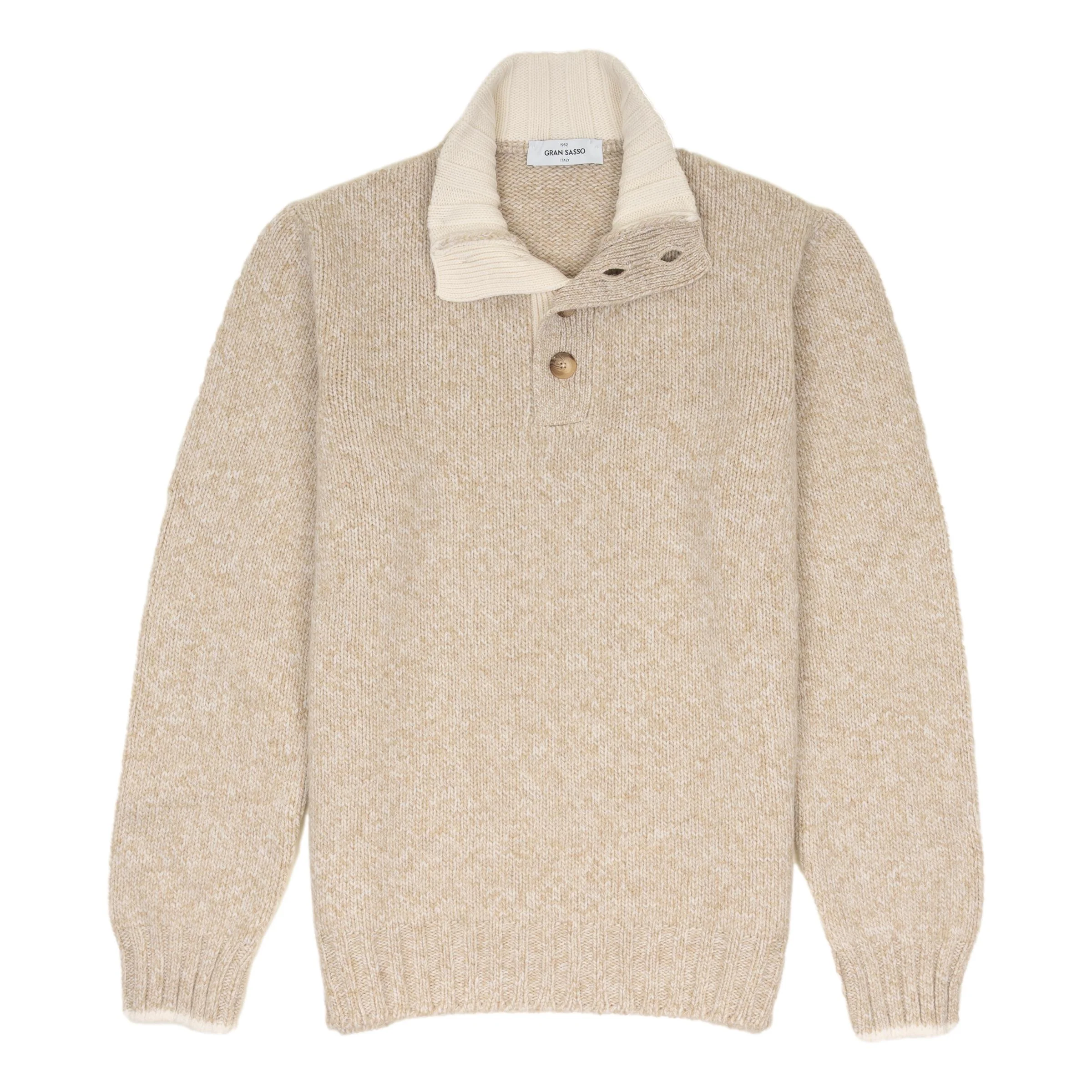 Button Mock Neck Geelong Wool Sweater