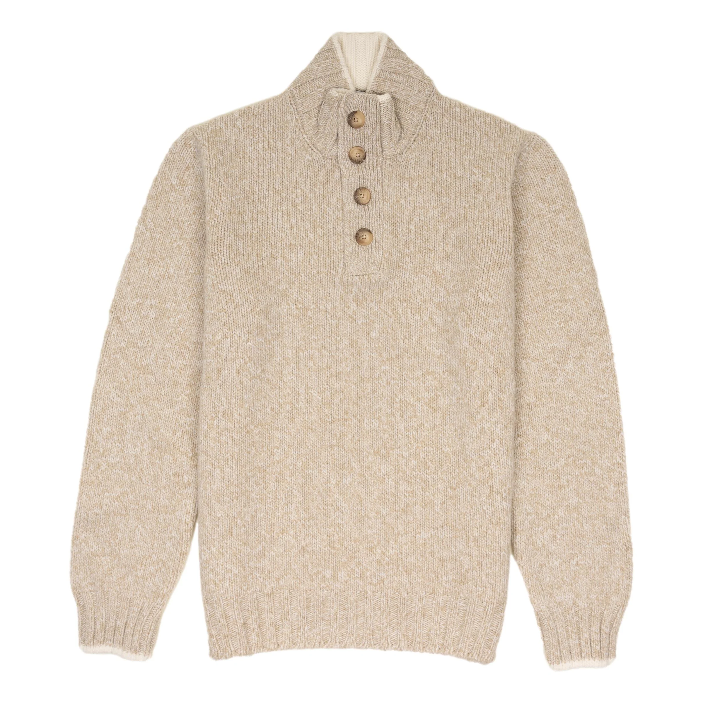 Button Mock Neck Geelong Wool Sweater - Image 3