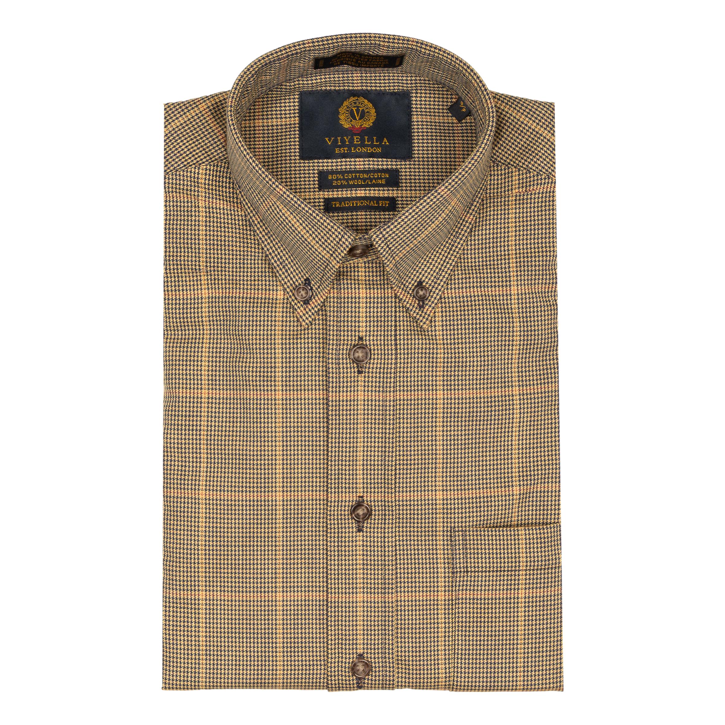 Tan Houndstooth with Windowpane Viyella Sport Shirt